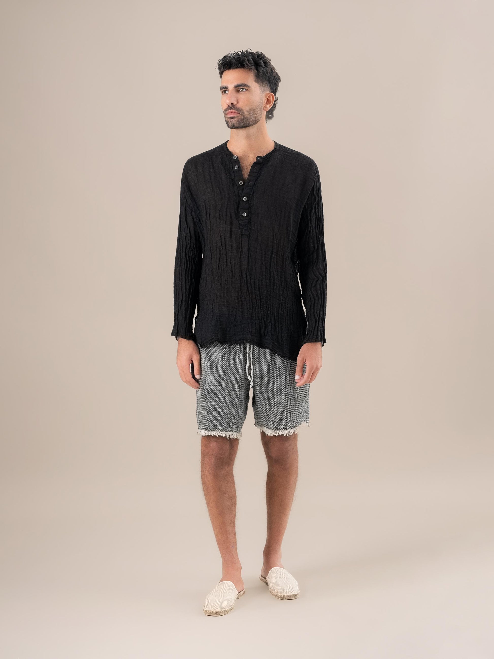 Camicia Serafino Garzata Nero CAMICIA SERAFINO garzata 0 Bottega Di Brunella 