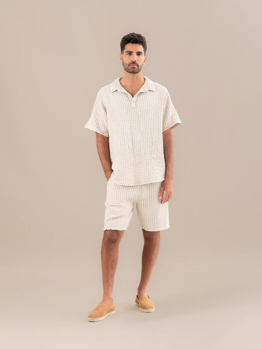 Camicia Monica Nido D'Ape Naturale CAMICIA MONICA nido dape 12 Bottega Di Brunella 