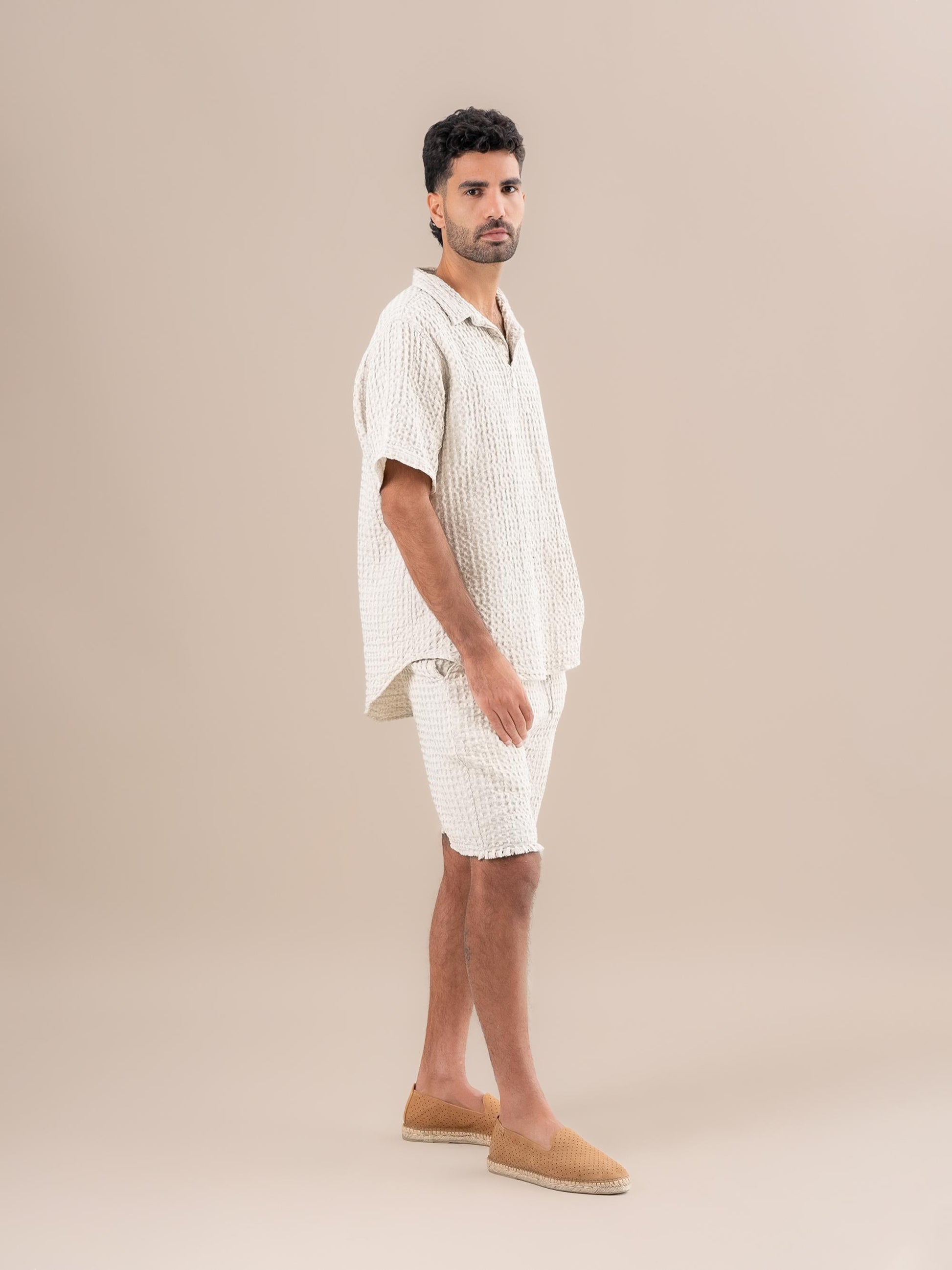 Camicia Monica Nido D'Ape Naturale CAMICIA MONICA nido dape 12 Bottega Di Brunella 
