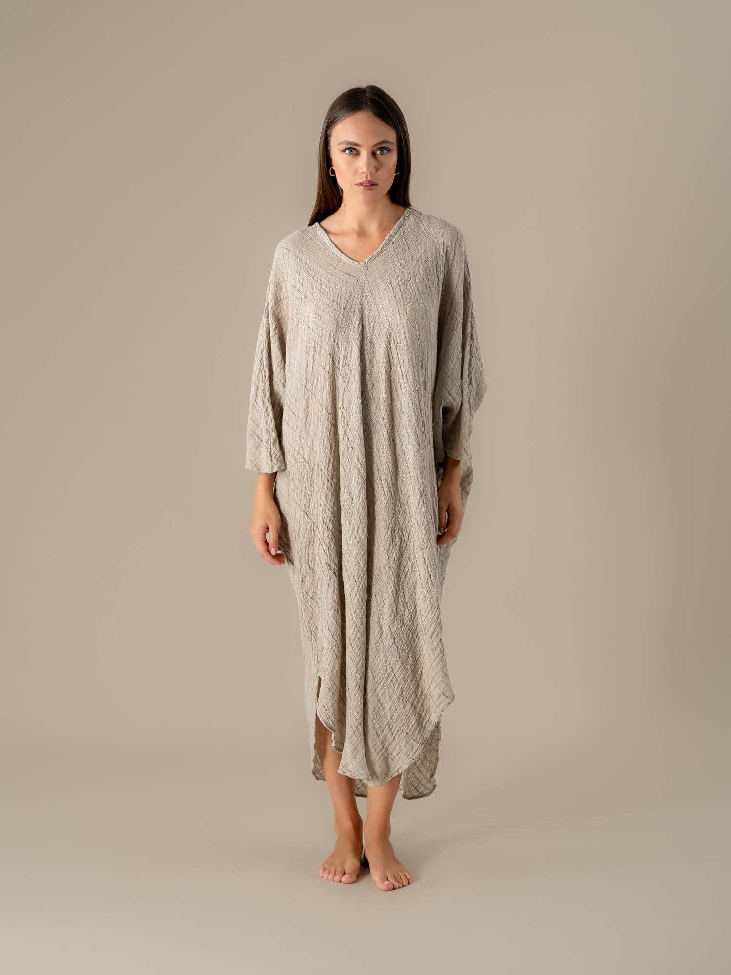 Vestito Fausta Garza Egitto Naturale VESTITO FAUSTA garza egitto 12 Bottega Di Brunella 