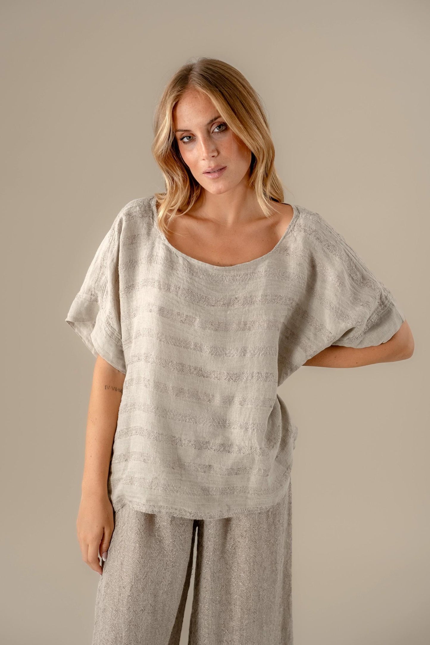 Camicia Minosse Riga Luxor Naturale CAMICIA MINOSSE riga luxor 12 Bottega Di Brunella 