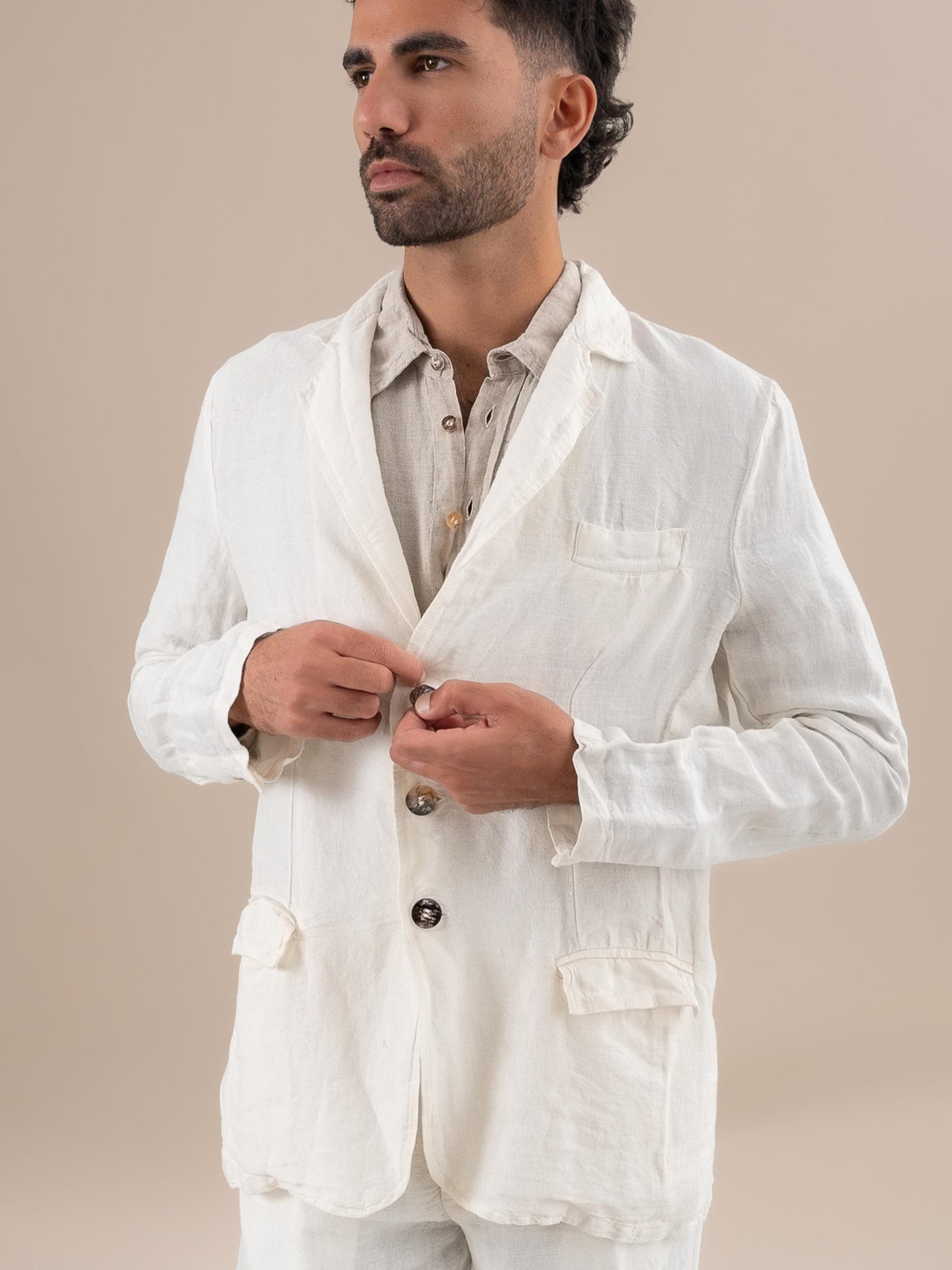 Giacca Checco Lino Medio Latte GIACCA CHECCO lino medio 33 Bottega Di Brunella 