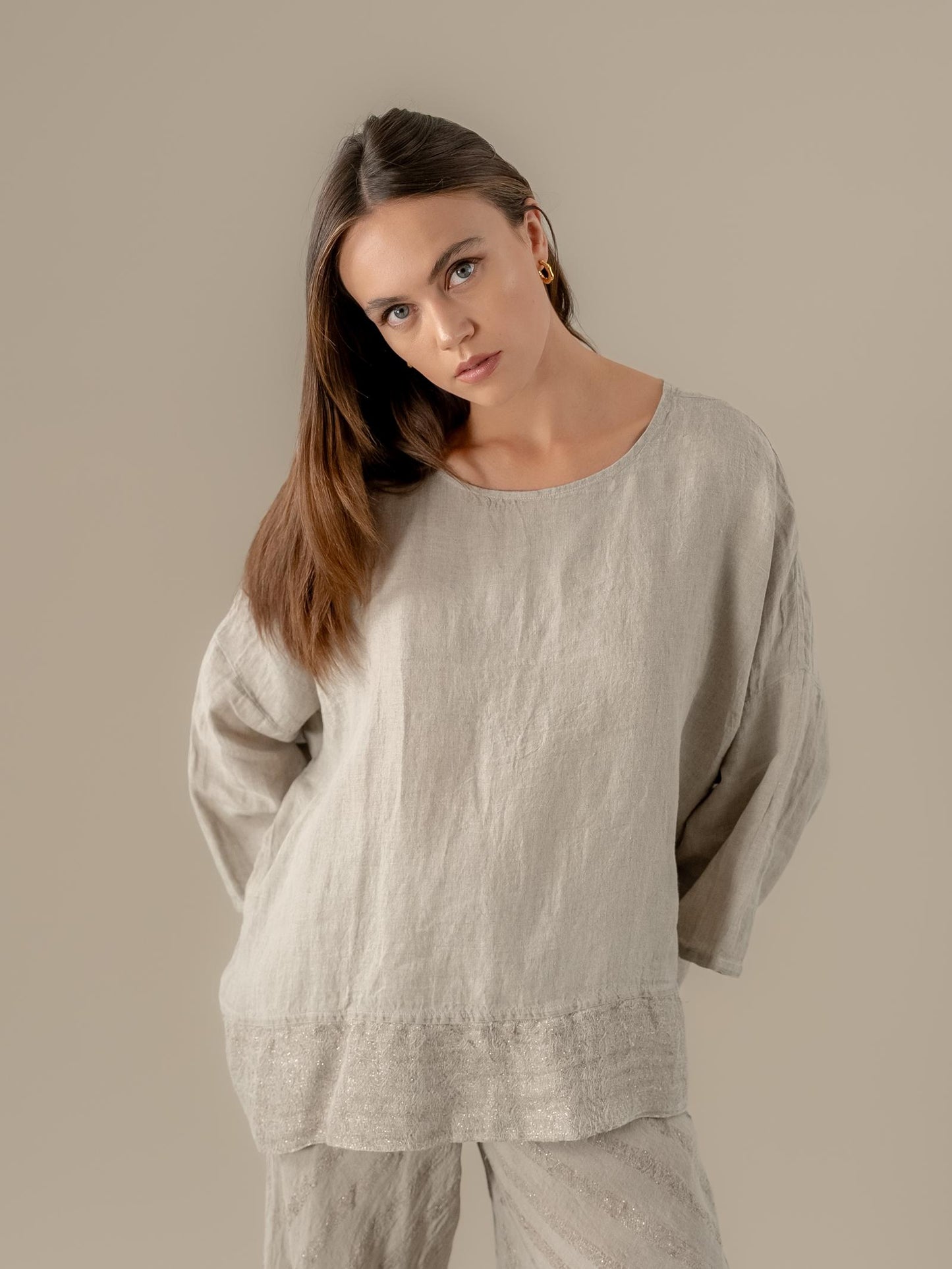 Camicia Ines Tela Luxor Naturale CAMICIA INES tela luxor 12 Bottega Di Brunella 