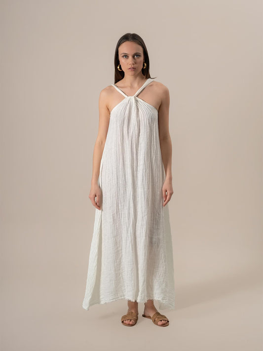 Vestito Maxi Timo Increspato Latte VESTITO MX TIMO increspato 33 Bottega Di Brunella 
