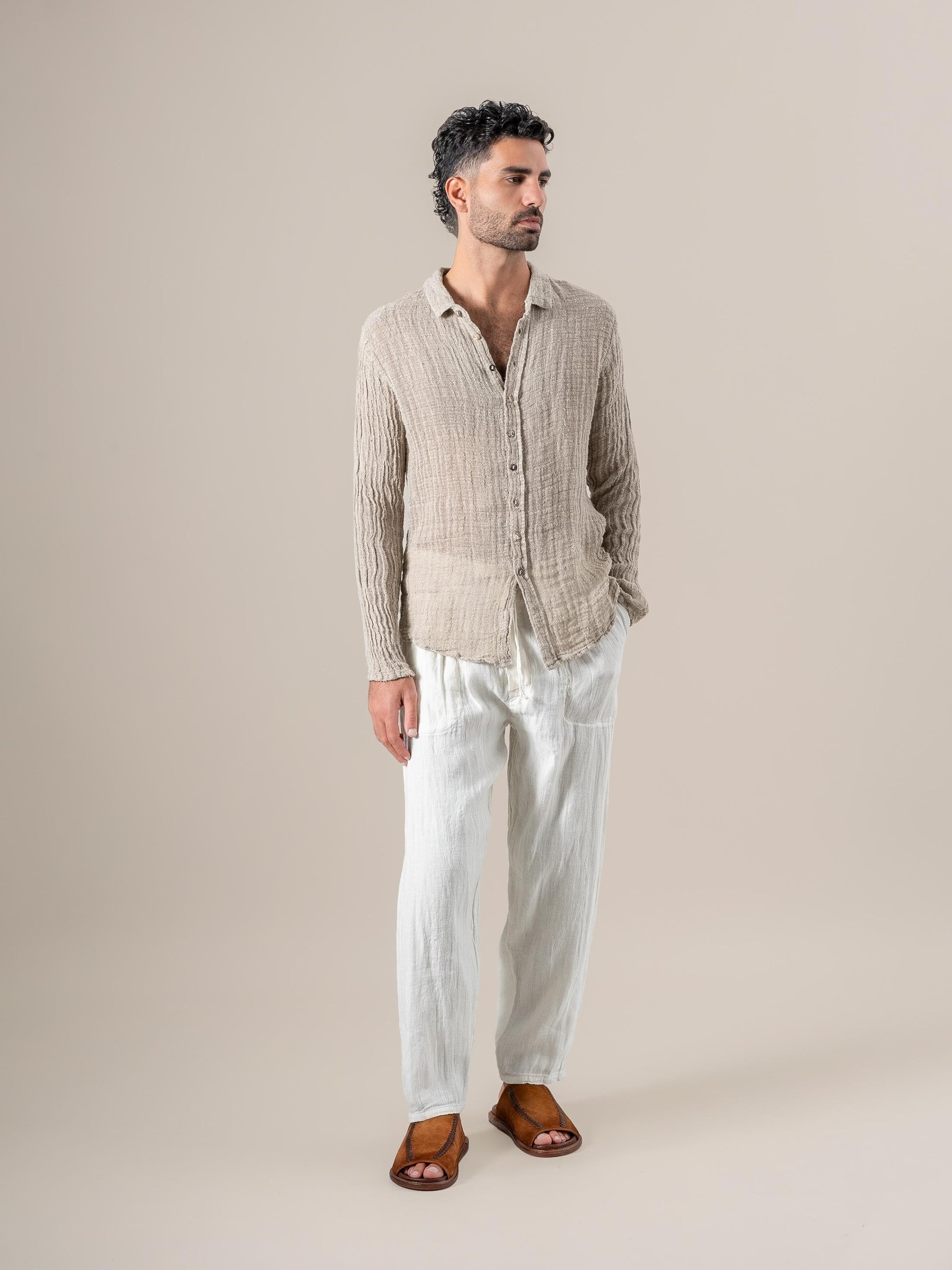 Camicia Matteo Ulivo Naturale CAMICIA MATTEO ulivo 12 Bottega Di Brunella 