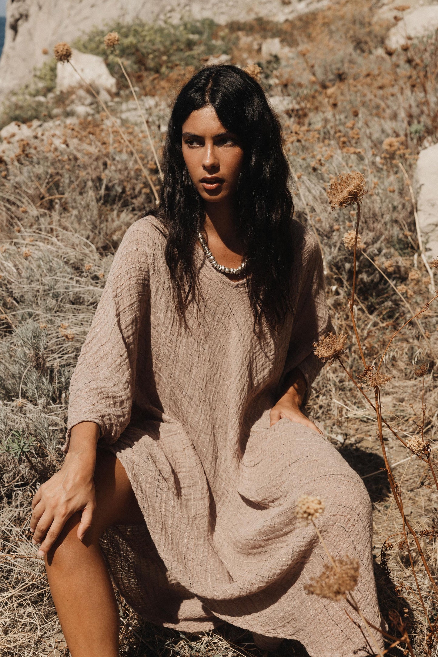 Vestito Fausta Garza Egitto Cipria VESTITO FAUSTA garza egitto 83 Bottega Di Brunella 