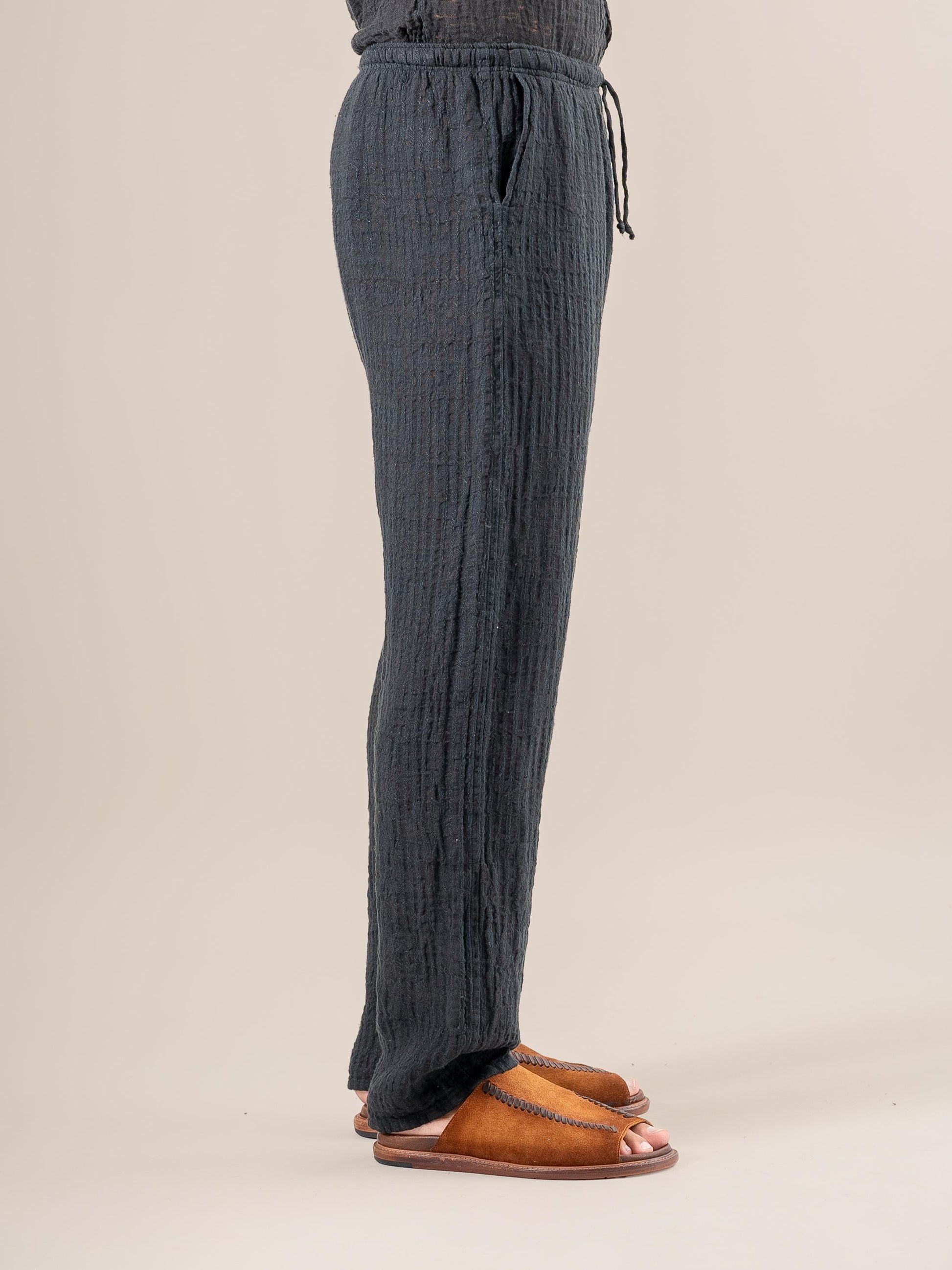 Pantaloni Amalfi Tela Uffizi Nero PANTALONE AMALFI tela uffizi 0 Bottega Di Brunella 