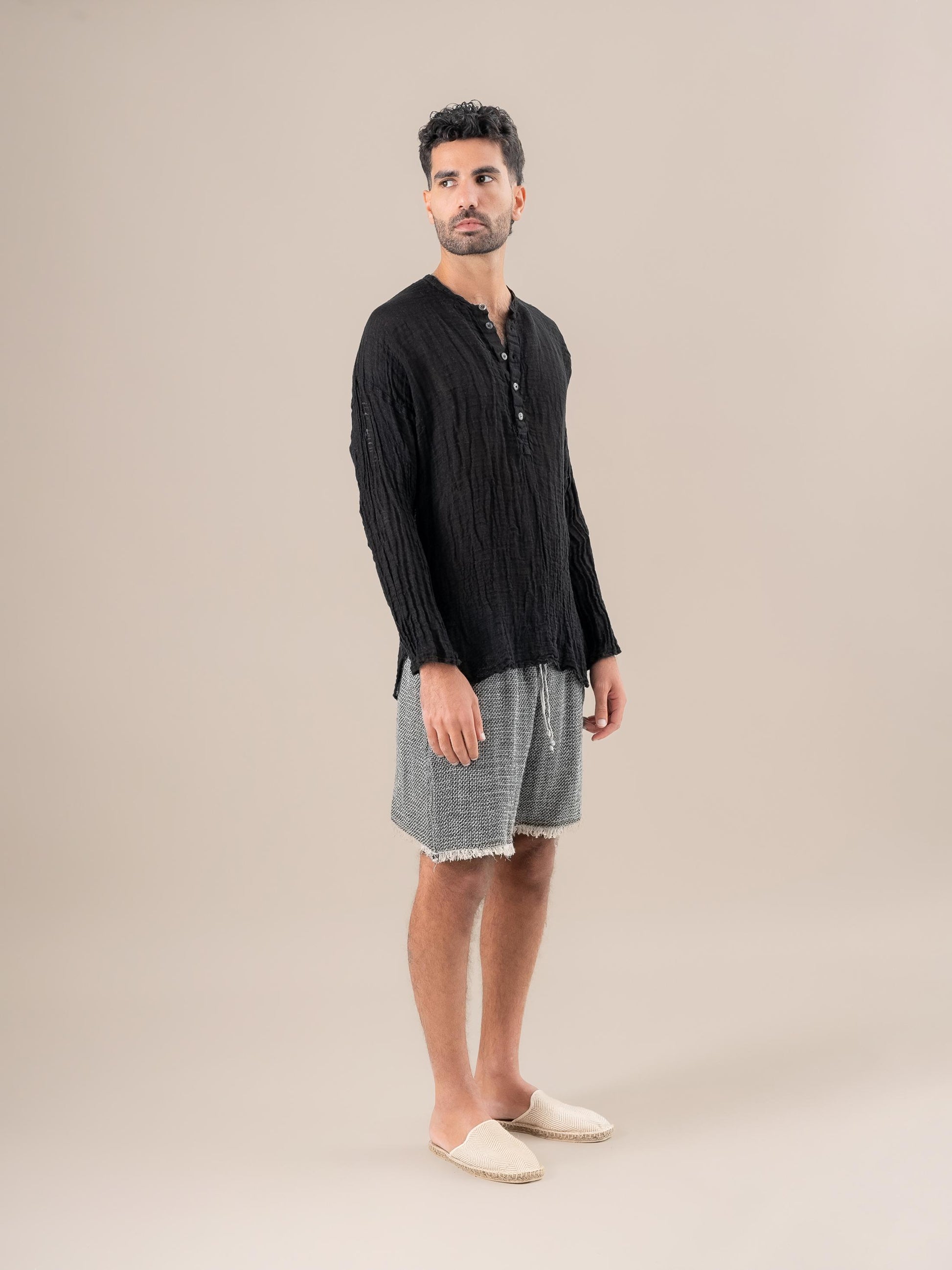 Camicia Serafino Garzata Nero CAMICIA SERAFINO garzata 0 Bottega Di Brunella 