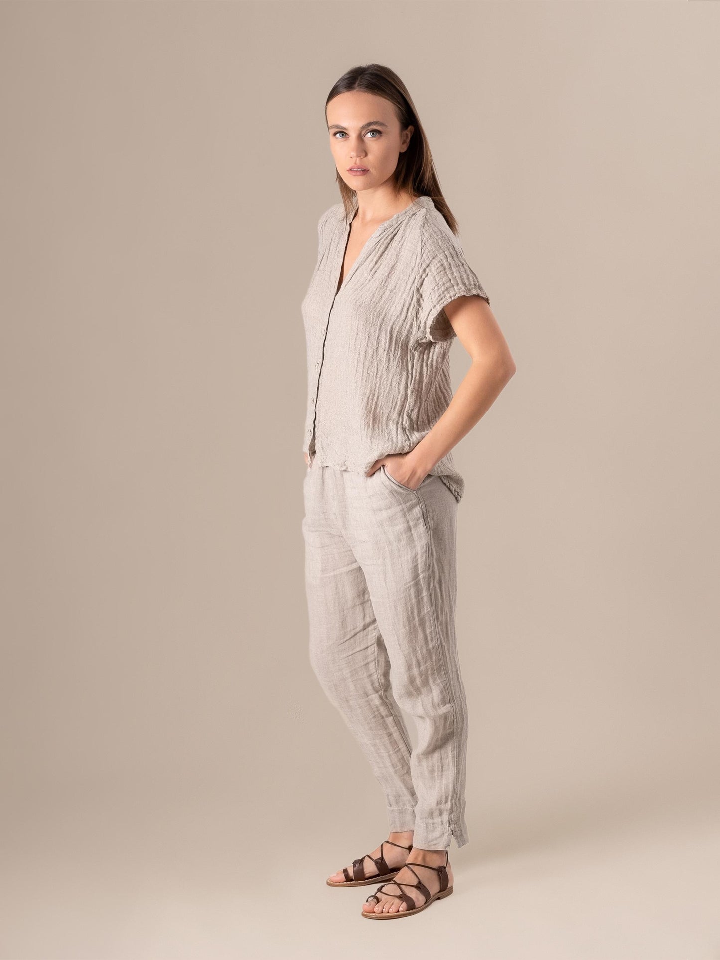 Pantalone Pegaso Battista Naturale PANTALONE PEGASO battista 12 Bottega Di Brunella 