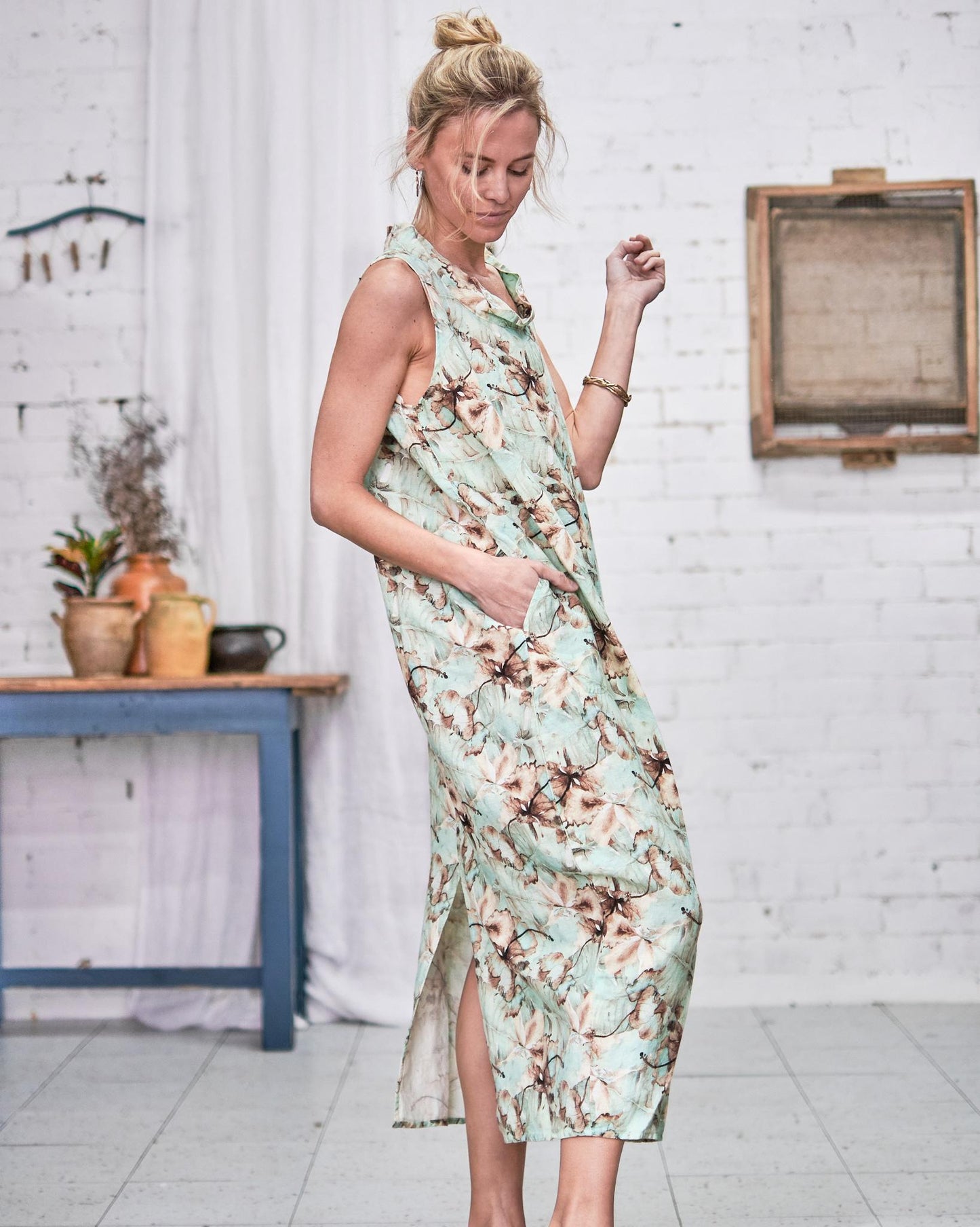 Vestito Naufrago Hibiscus Naturale VESTITO NAUFRAGO HIBISCUS 12 Bottega Di Brunella 