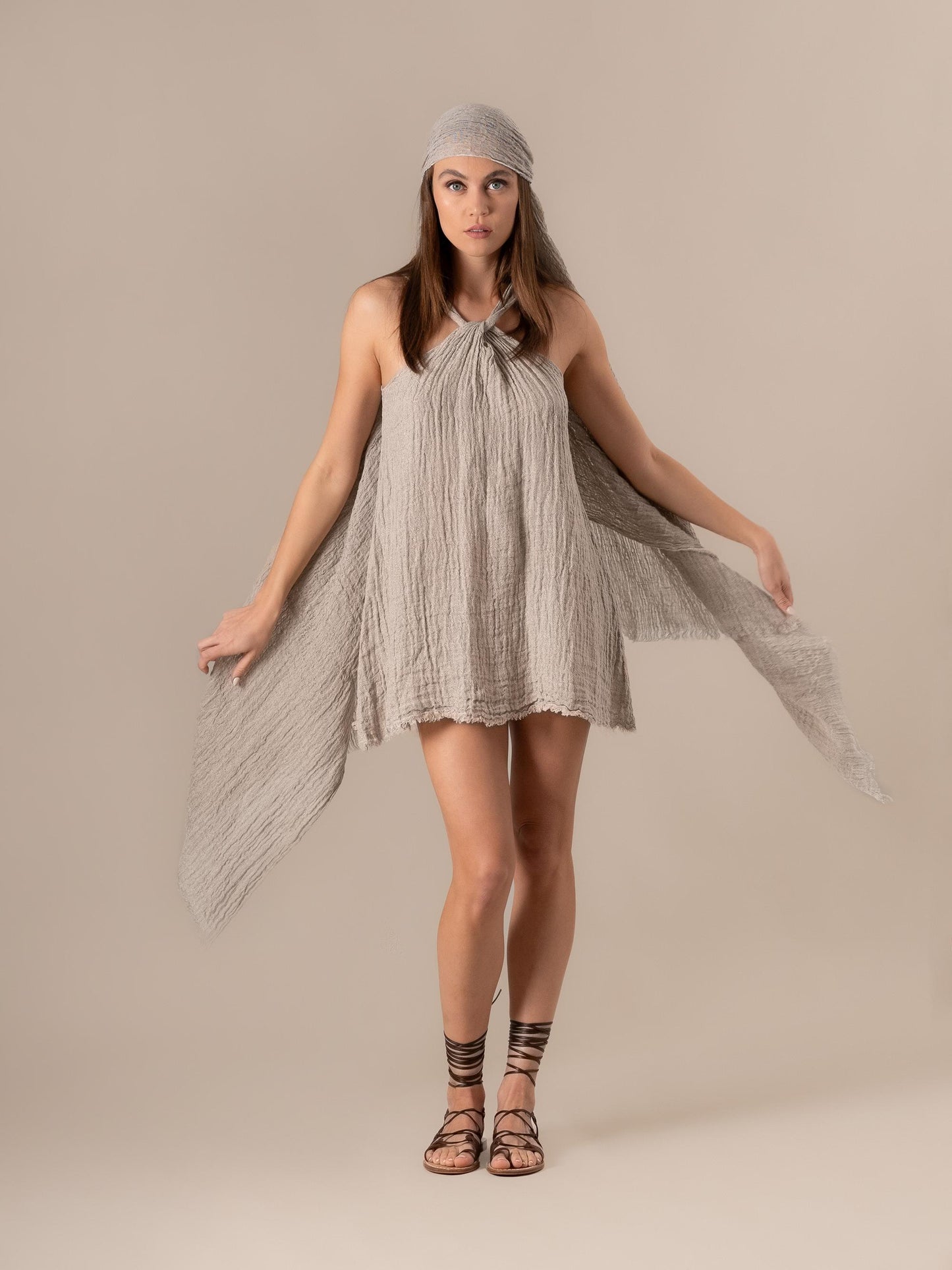 Vestito Mini Timo Increspato Naturale VESTITO MN TIMO increspato 12 Bottega Di Brunella 