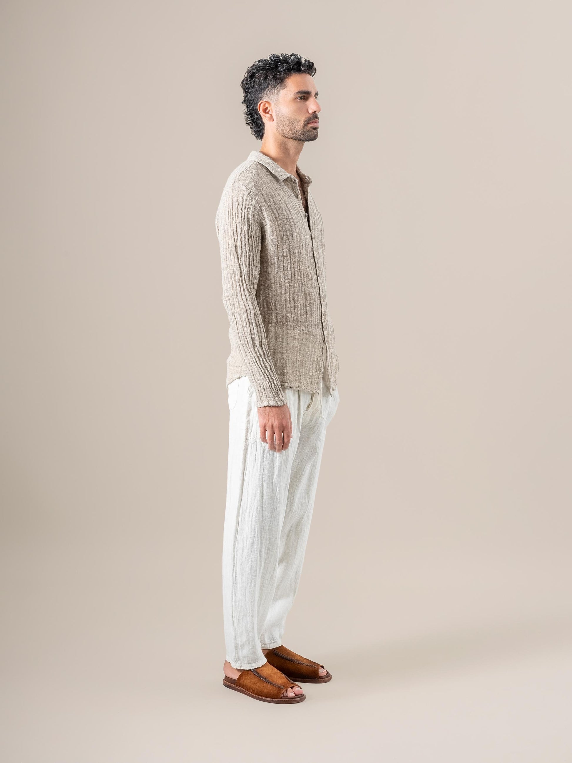Camicia Matteo Ulivo Naturale CAMICIA MATTEO ulivo 12 Bottega Di Brunella 