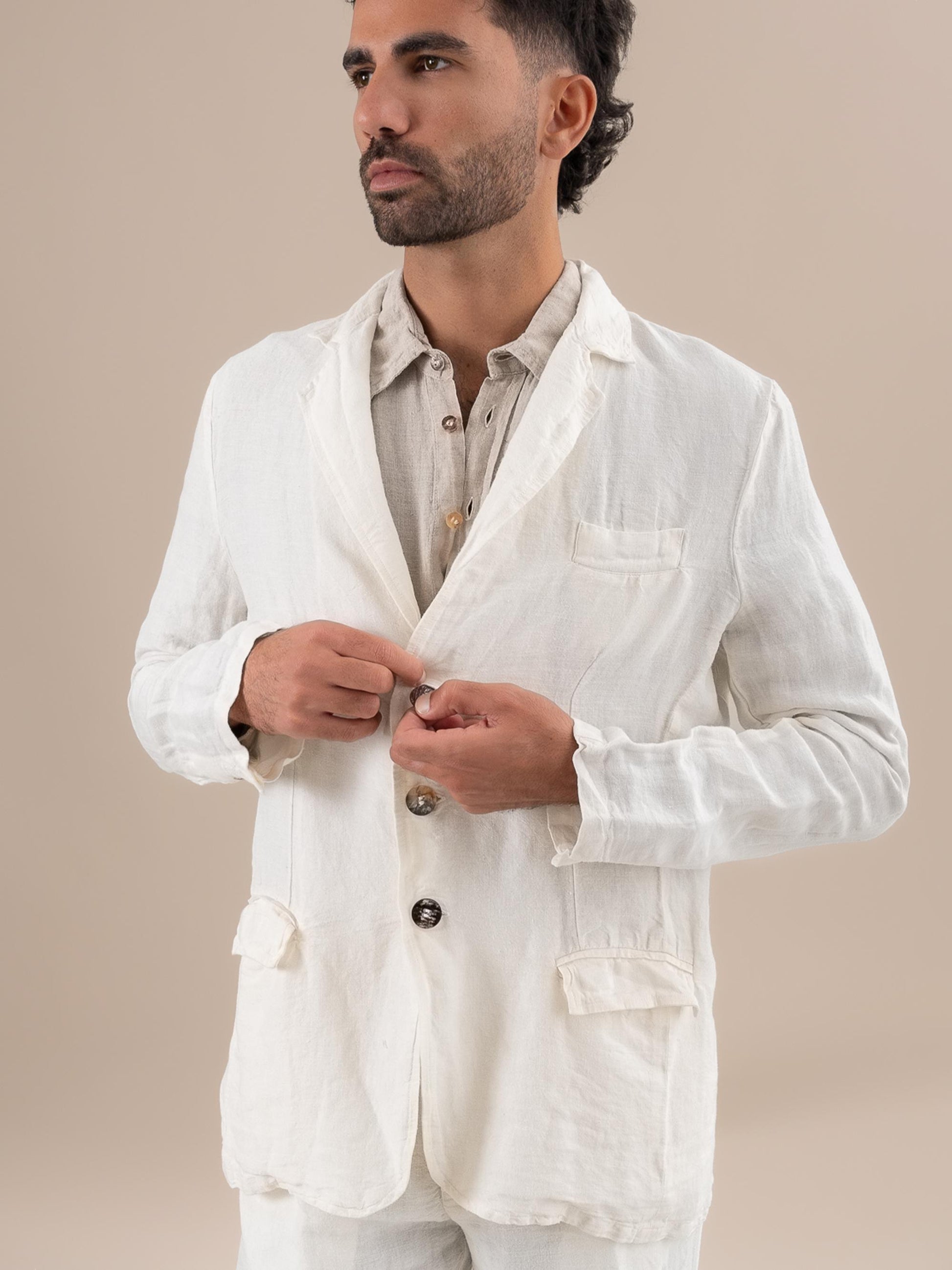 Giacca Checco Lino Medio Latte GIACCA CHECCO lino medio 33 Bottega Di Brunella 