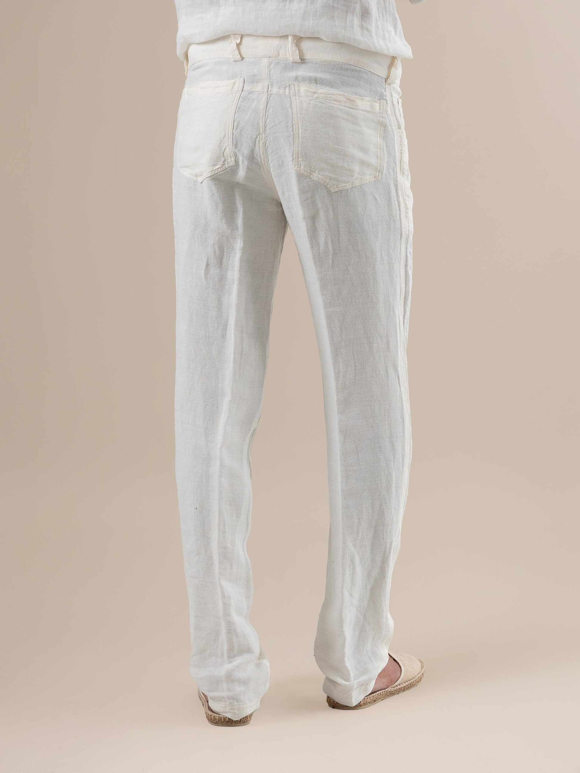 Pantalone Emanuel Lino Medio Latte PANTALONE EMANUEL LINO MEDIO 33 Bottega Di Brunella 