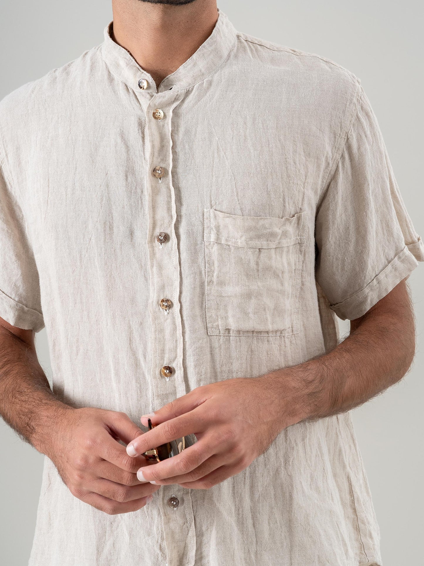 Camicia Peppe M/M Coreana Battista Naturale CAMICIA PEPPE m/m kor battista 12 Bottega Di Brunella 