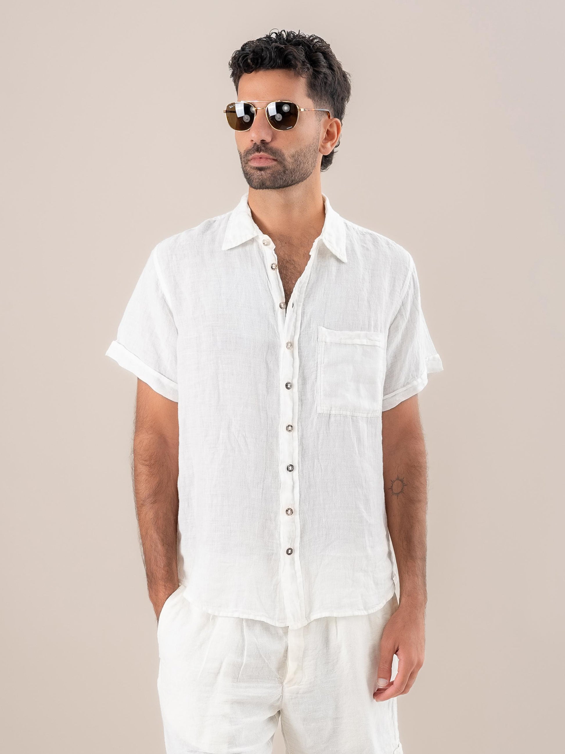 Camicia Peppe Battista Latte CAMICIA PEPPE m/m collo battista 33 Bottega Di Brunella 
