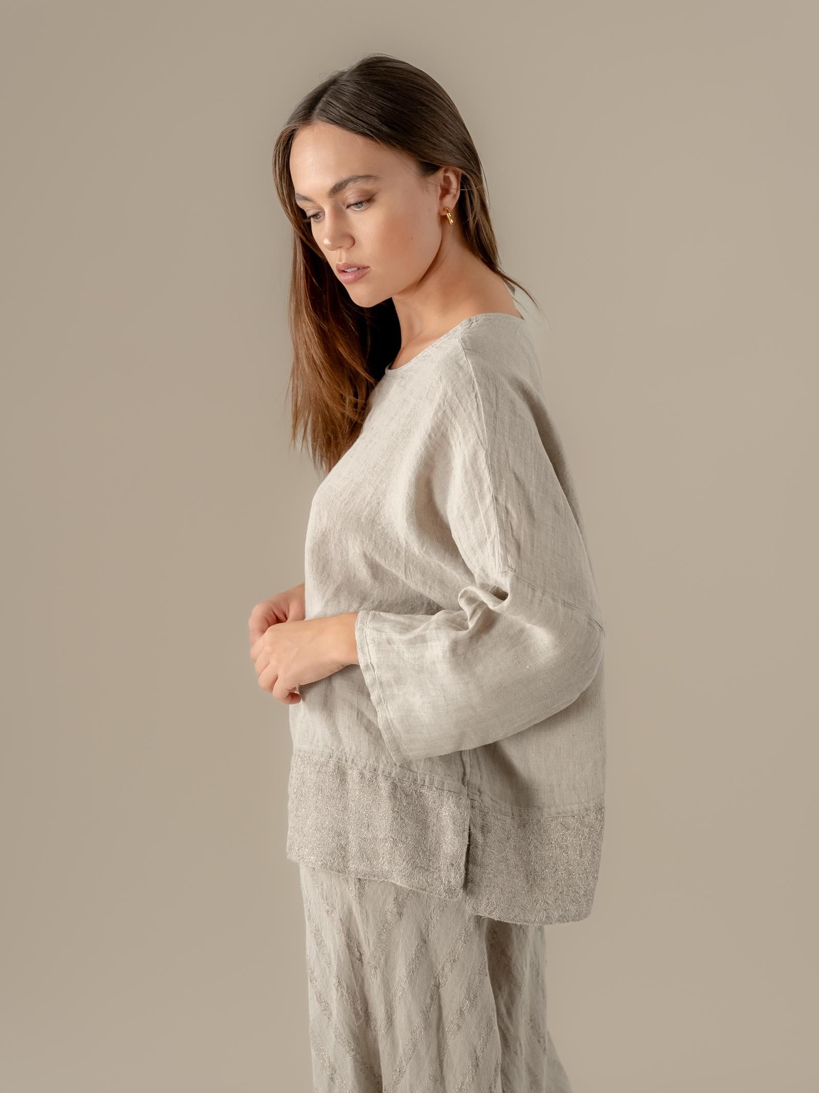 Camicia Ines Tela Luxor Naturale CAMICIA INES tela luxor 12 Bottega Di Brunella 