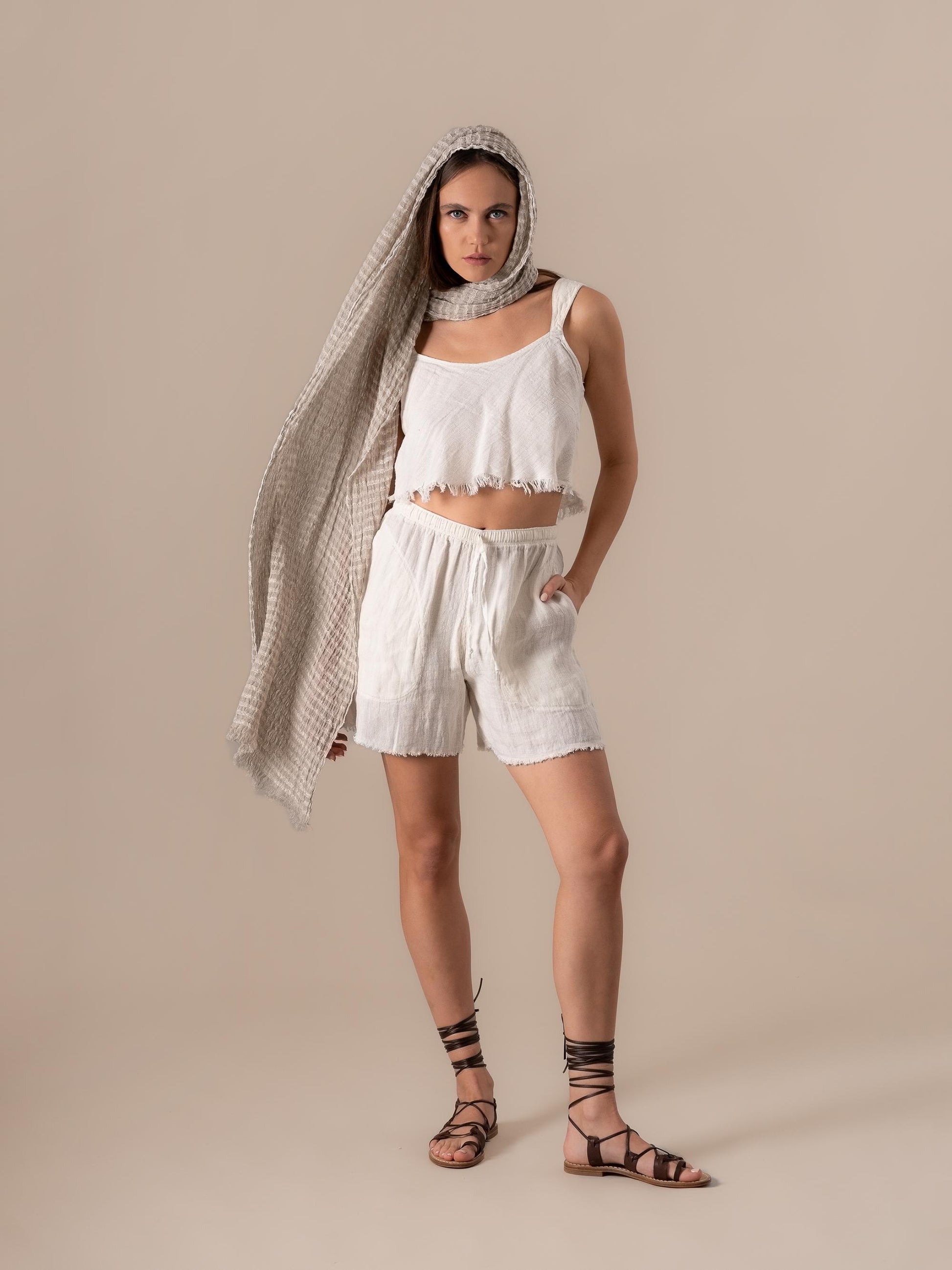 Shorts Country Tela Country Latte SHORT COUNTRY tela country 33 Bottega Di Brunella 