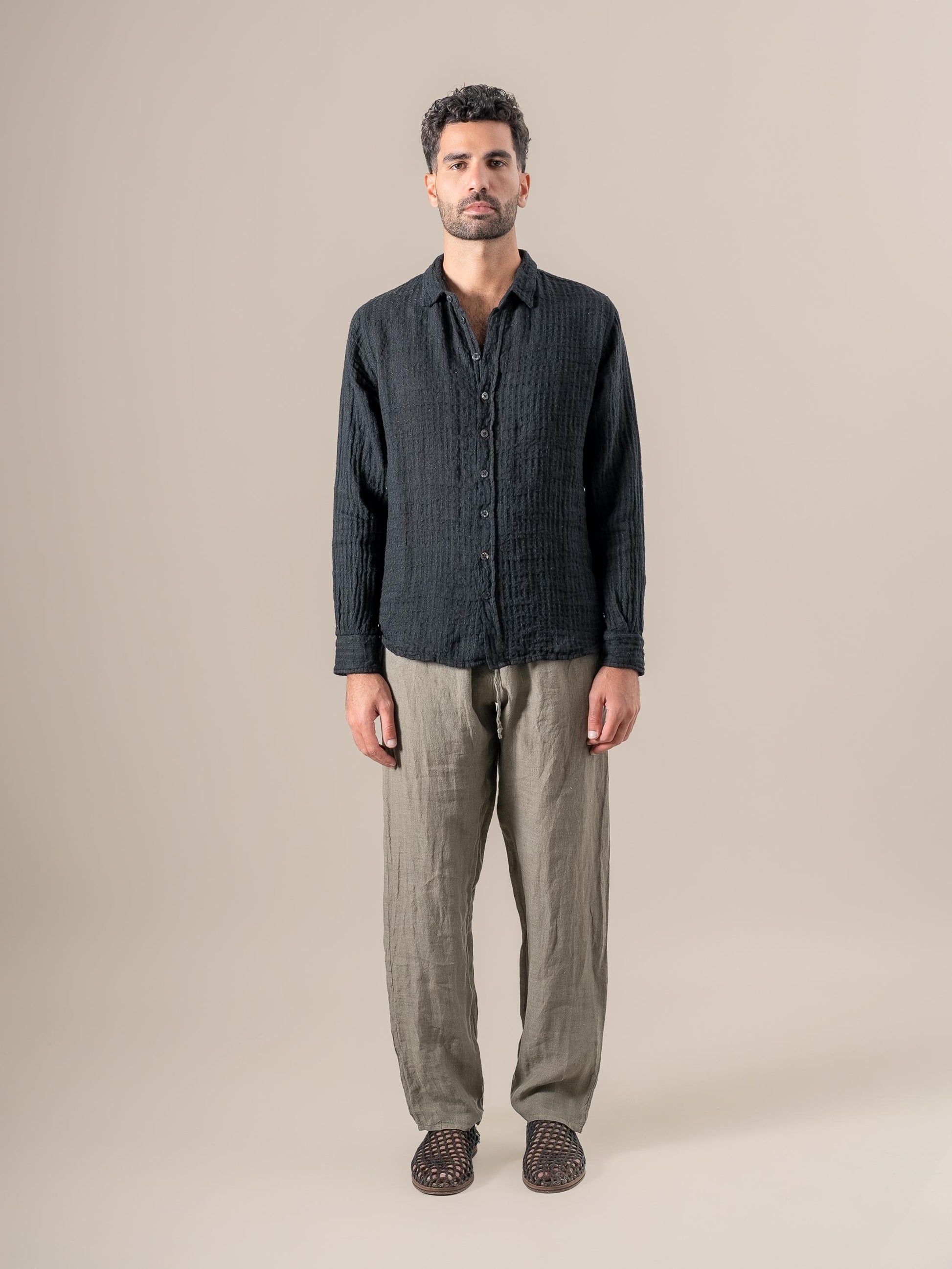 Camicia Franco Tela Uffizi Nero CAMICIA FRANCO tela uffizi 0 Bottega Di Brunella 