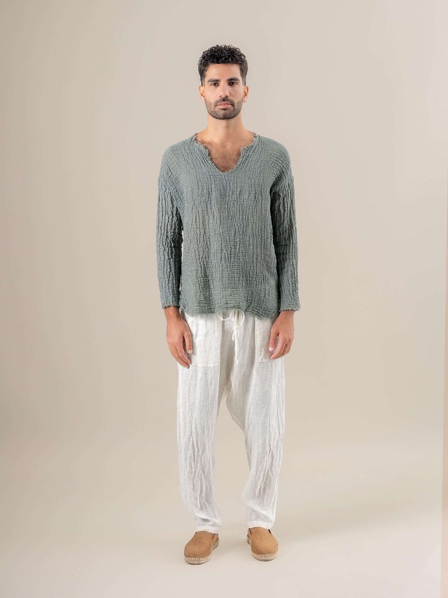Camicia Sandokan Garzata Eucalipto CAMICIA SANDOKAN garzata 264 Bottega Di Brunella 