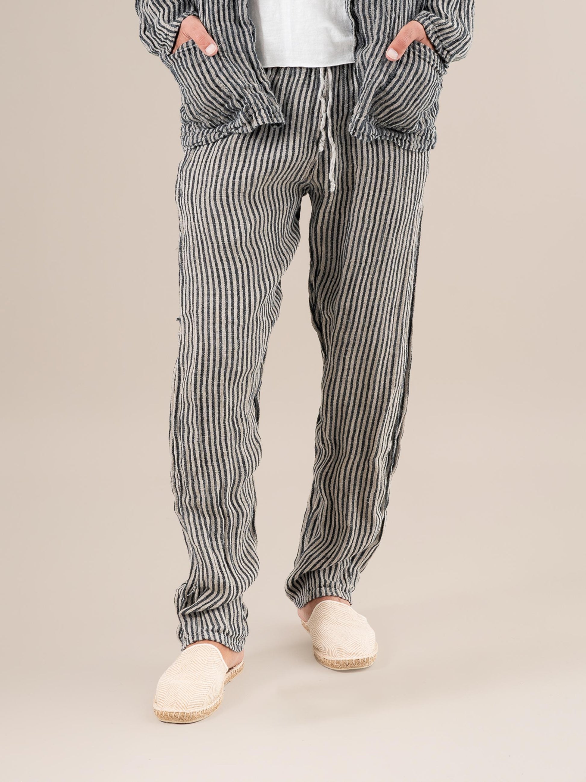 Pantaloni Amalfi Riga Valentina Naturale PANTALONE AMALFI riga valentina 12 Bottega Di Brunella 