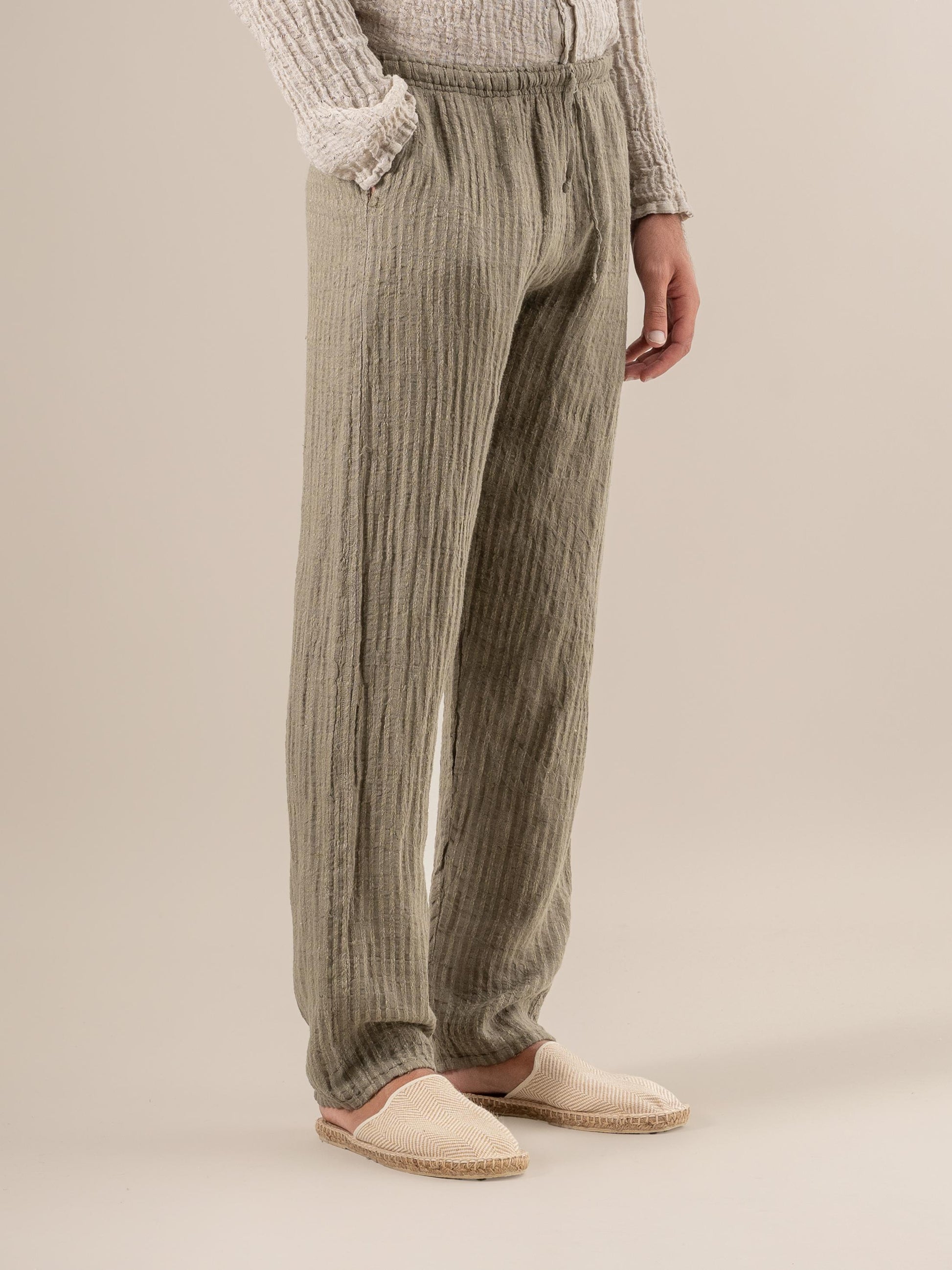 Pantaloni Amalfi Tela Uffizi Fossile PANTALONE AMALFI tela uffizi 284 Bottega Di Brunella 