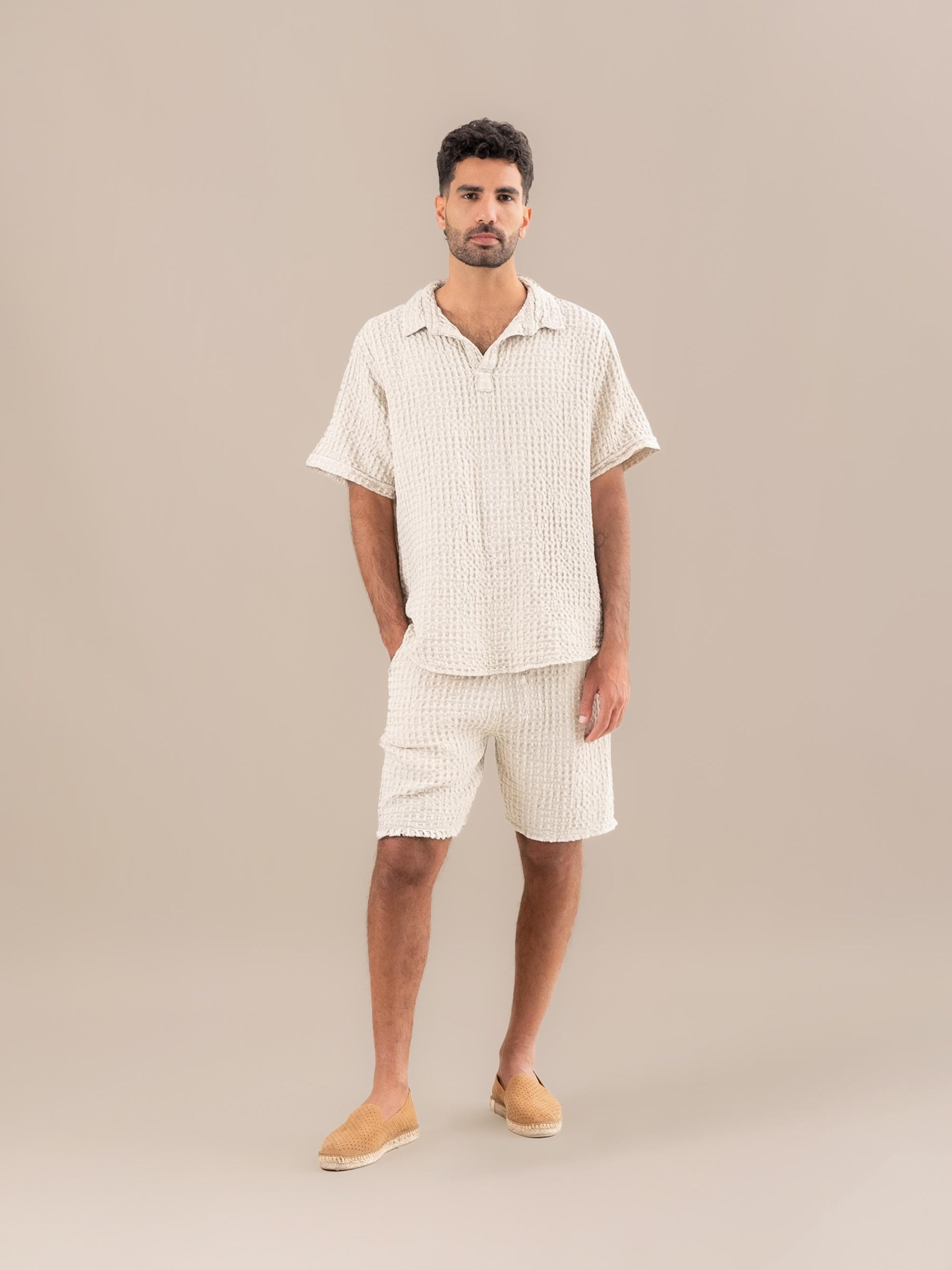 Camicia Monica Nido D'Ape Naturale CAMICIA MONICA nido dape 12 Bottega Di Brunella 