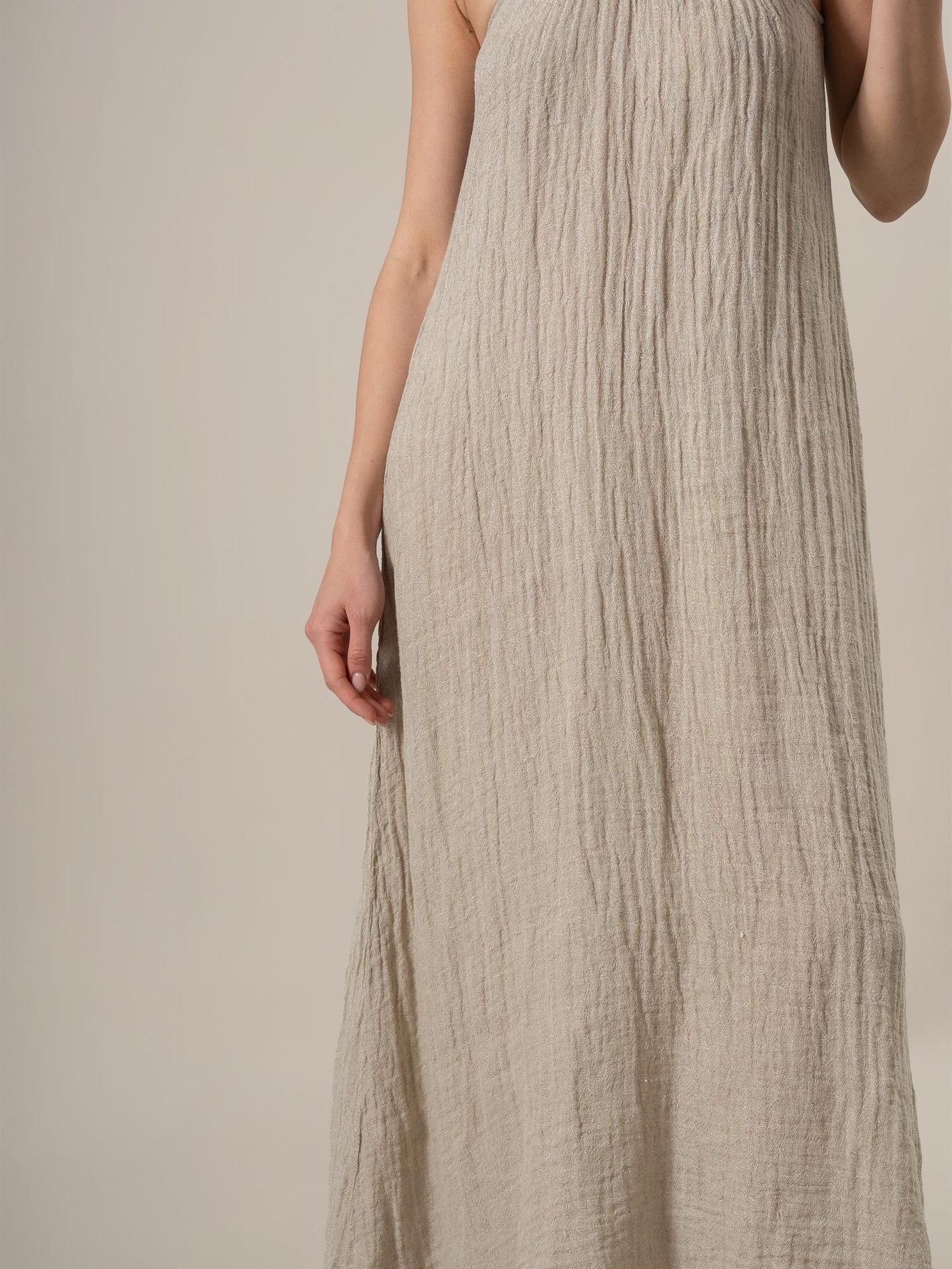 Vestito Maxi Timo Increspato Naturale VESTITO MX TIMO increspato 12 Bottega Di Brunella 
