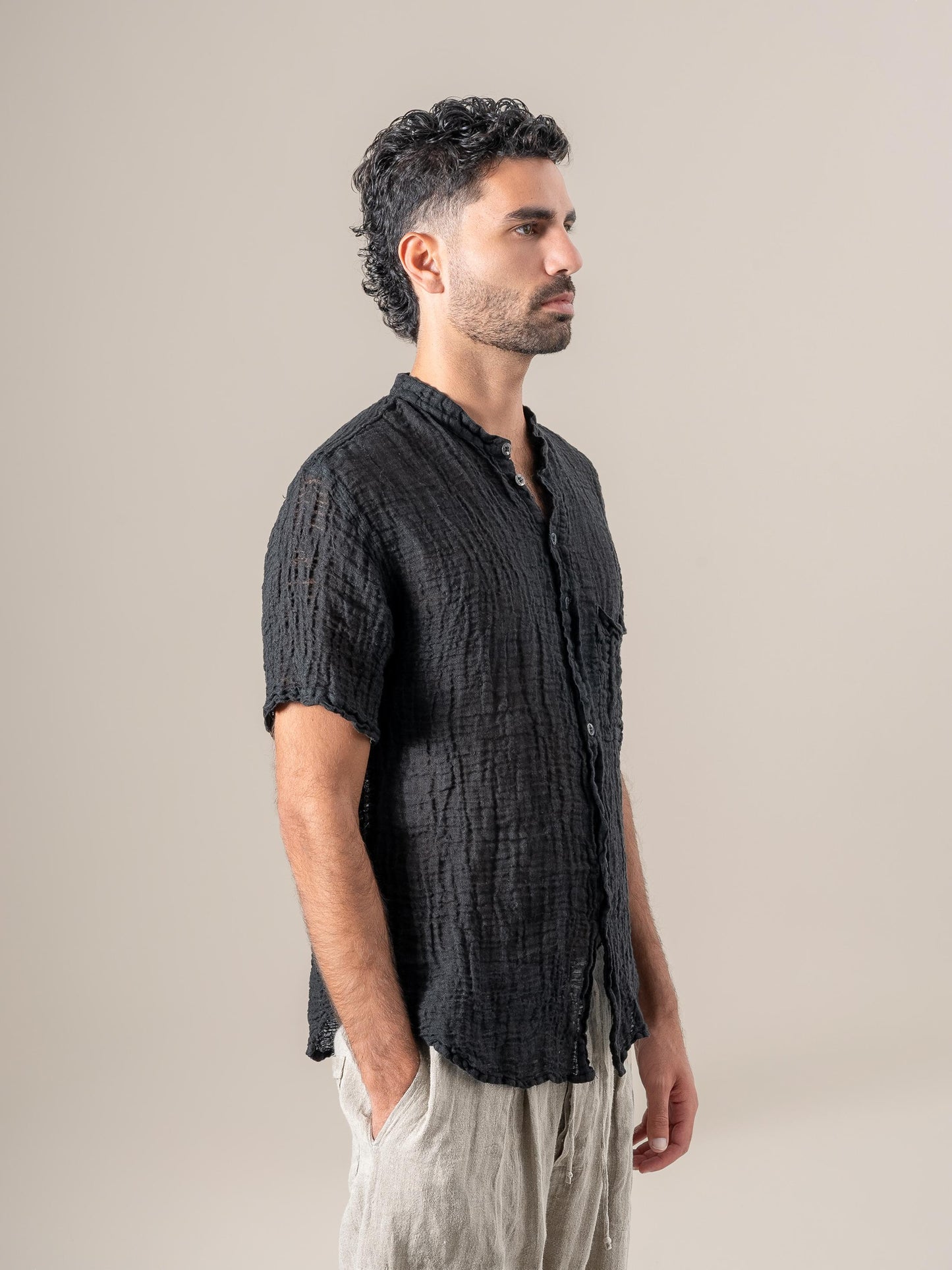 Camicia Samui Garzata Nero CAMICIA SAMUI garzata 0 Bottega Di Brunella 