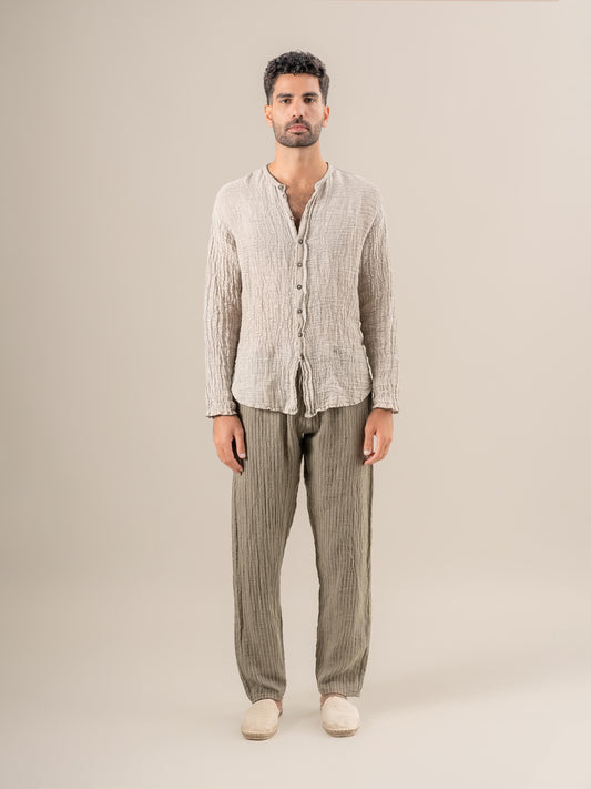 Pantaloni Amalfi Tela Uffizi Fossile PANTALONE AMALFI tela uffizi 284 Bottega Di Brunella 