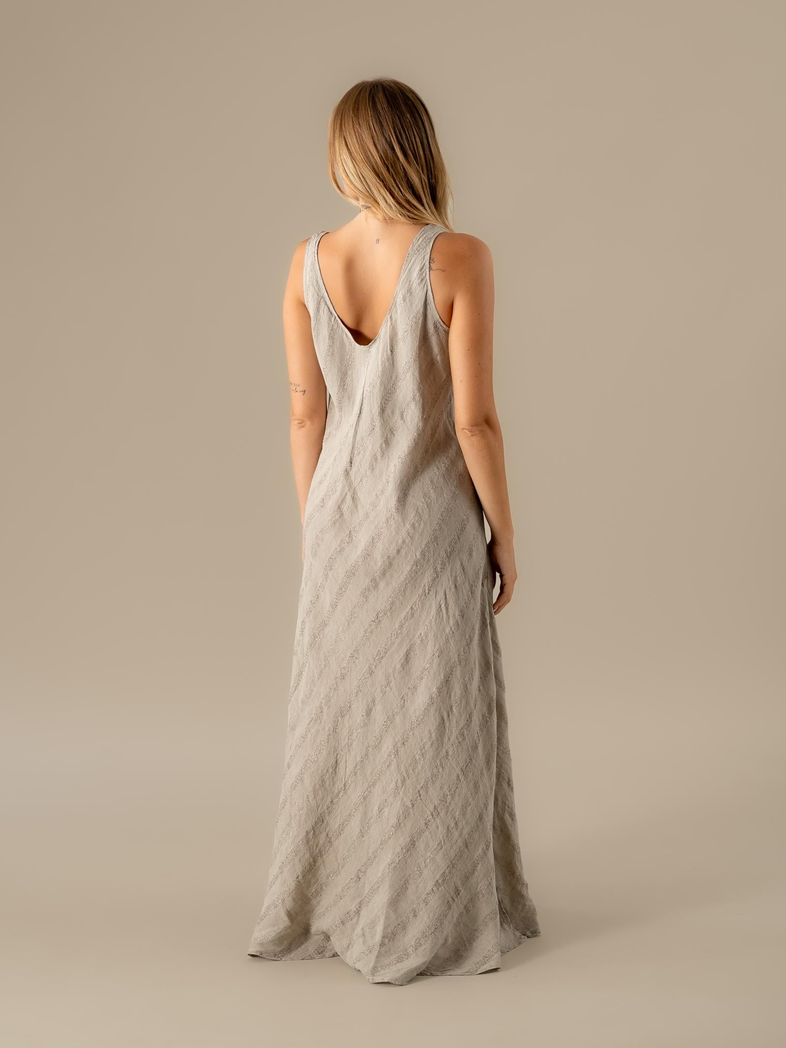 Vestito Trapezio Riga Luxor Naturale VESTITO TRAPEZIO riga luxor 12 Bottega Di Brunella 