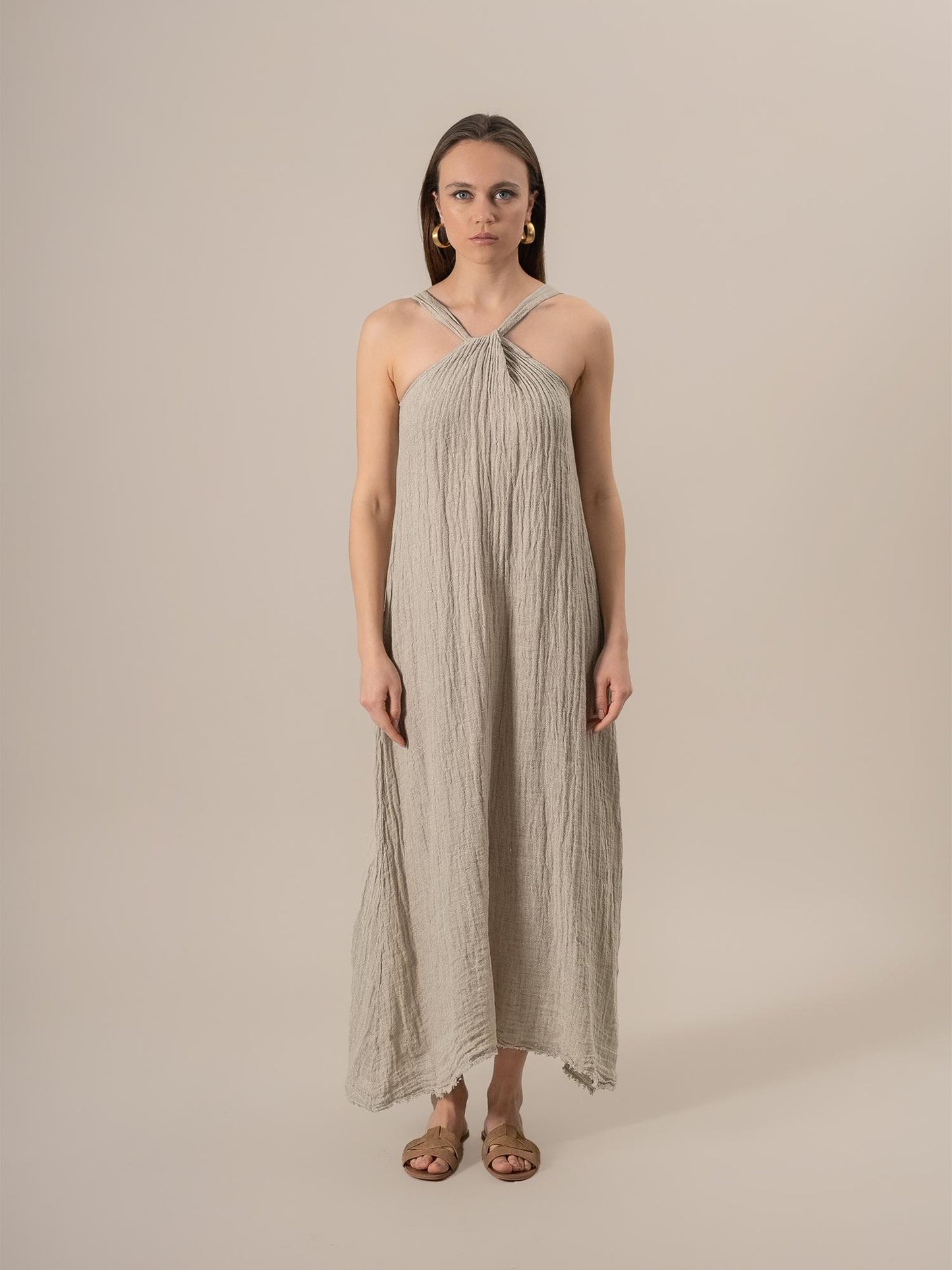 Vestito Maxi Timo Increspato Naturale VESTITO MX TIMO increspato 12 Bottega Di Brunella 