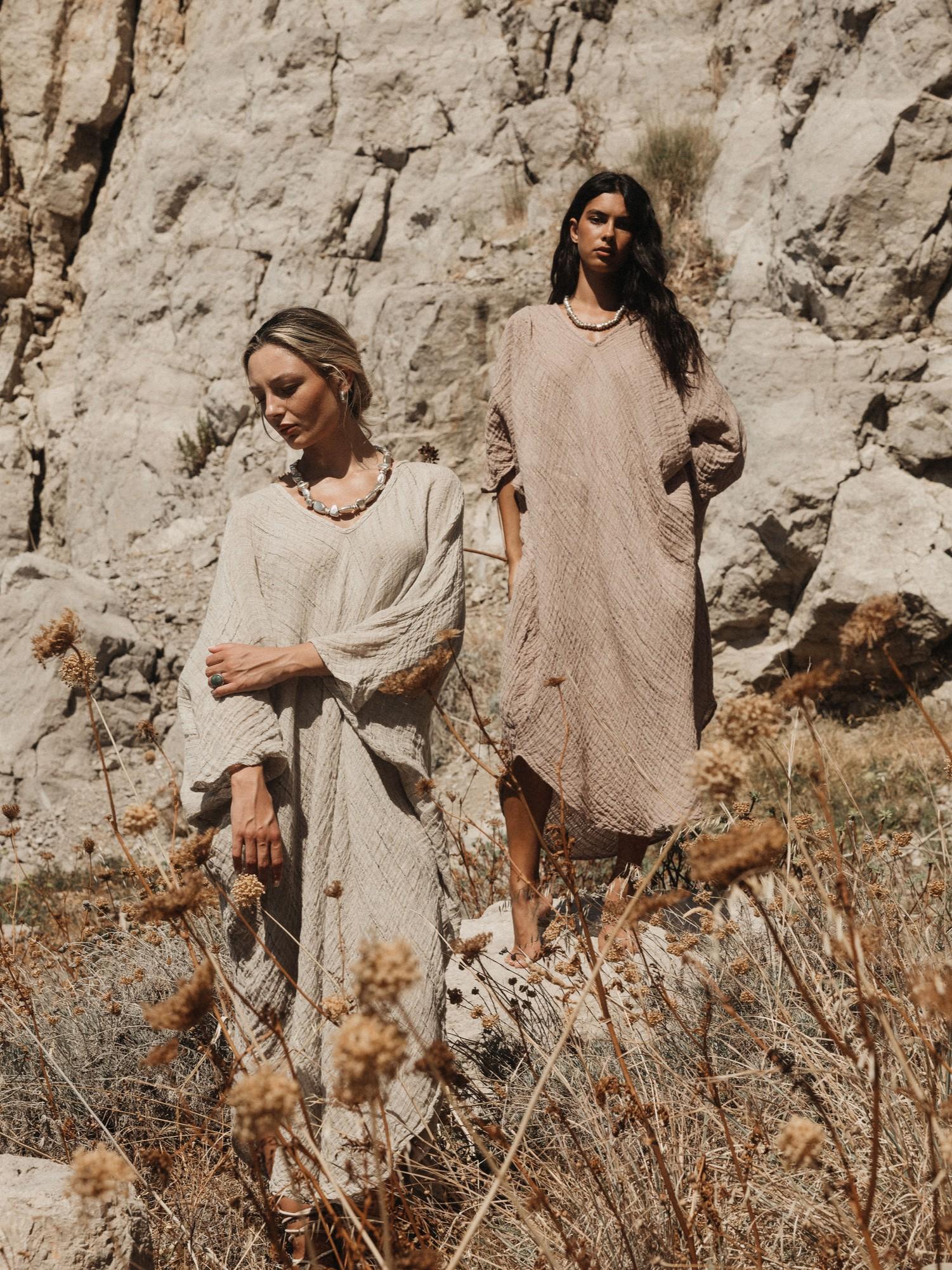 Vestito Fausta Garza Egitto Cipria VESTITO FAUSTA garza egitto 83 Bottega Di Brunella 