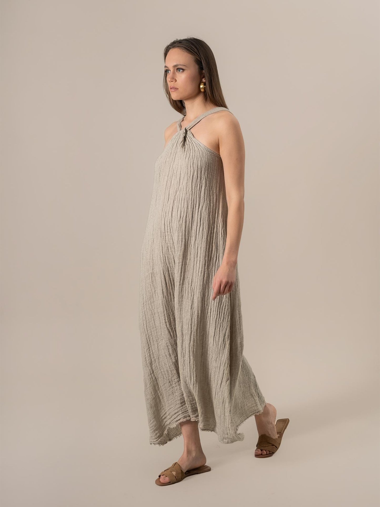 Vestito Maxi Timo Increspato Naturale VESTITO MX TIMO increspato 12 Bottega Di Brunella 