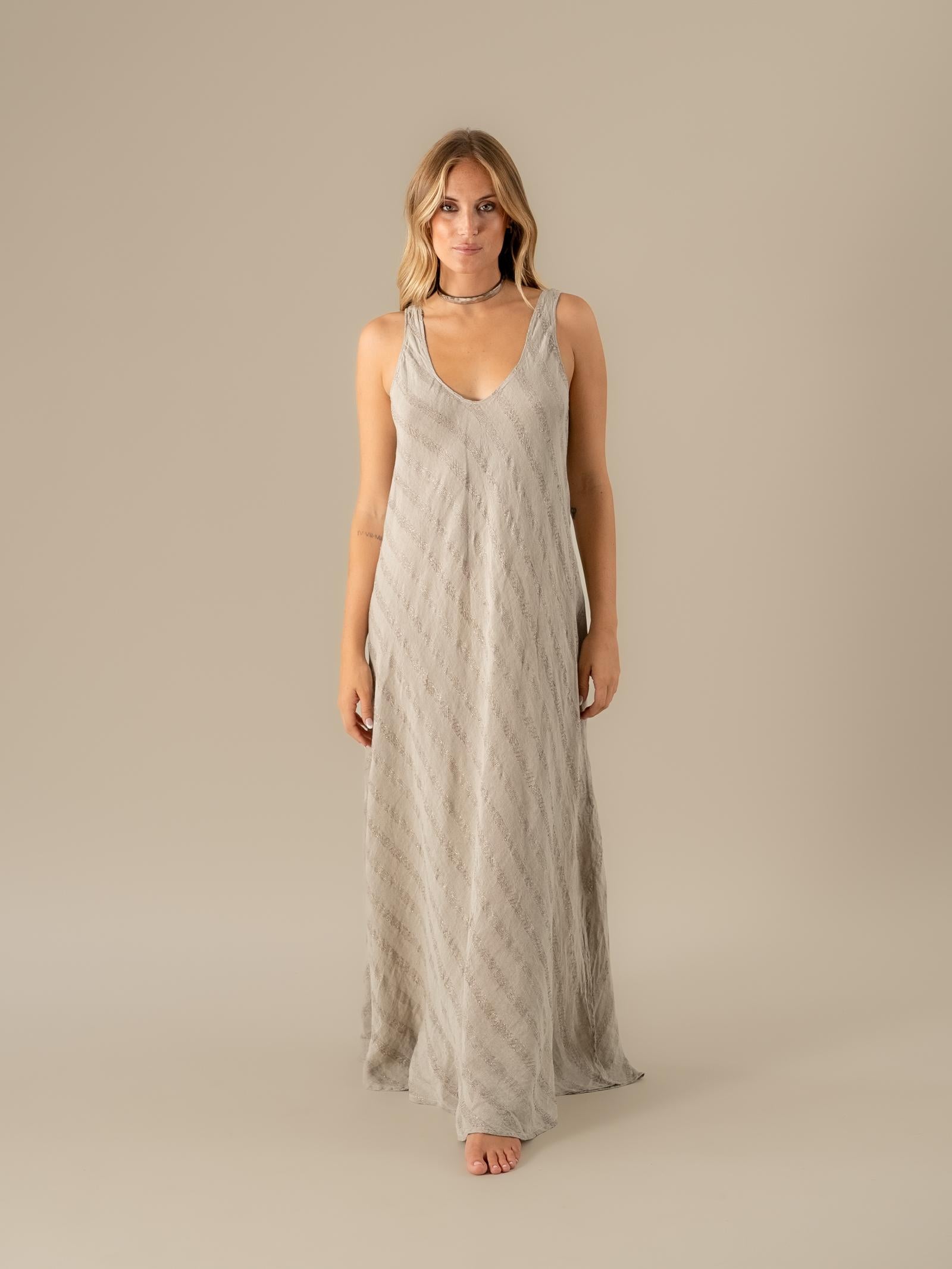 Vestito Trapezio Riga Luxor Naturale VESTITO TRAPEZIO riga luxor 12 Bottega Di Brunella 