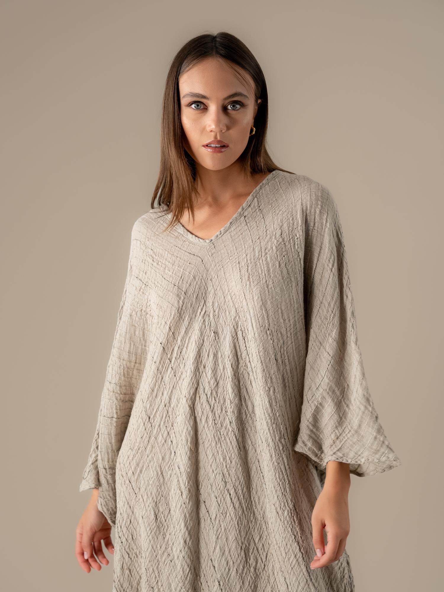 Vestito Fausta Garza Egitto Naturale VESTITO FAUSTA garza egitto 12 Bottega Di Brunella 