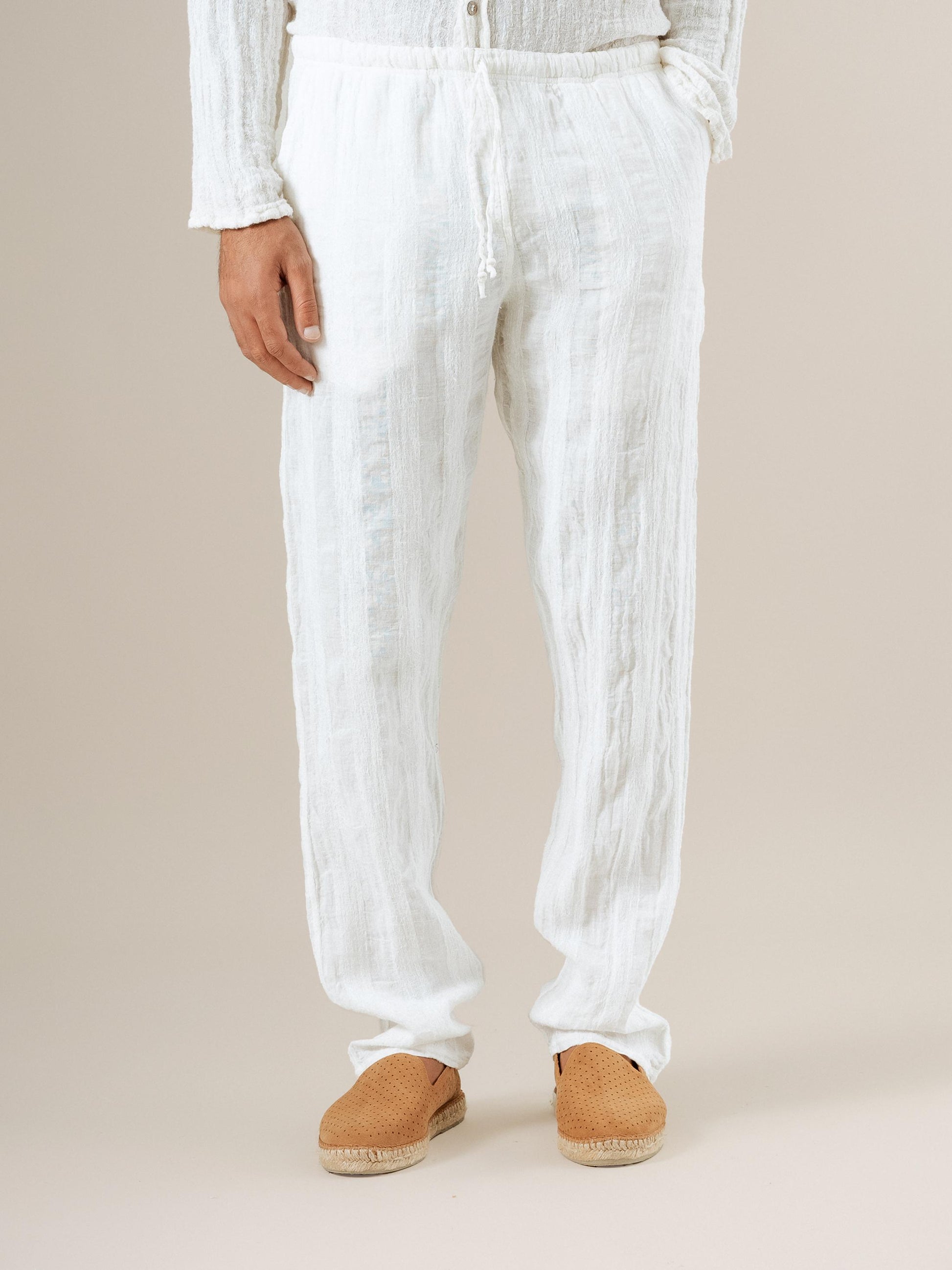 Pantaloni Amalfi Riga Jeep Latte PANTALONE AMALFI riga jeep 33 Bottega Di Brunella 
