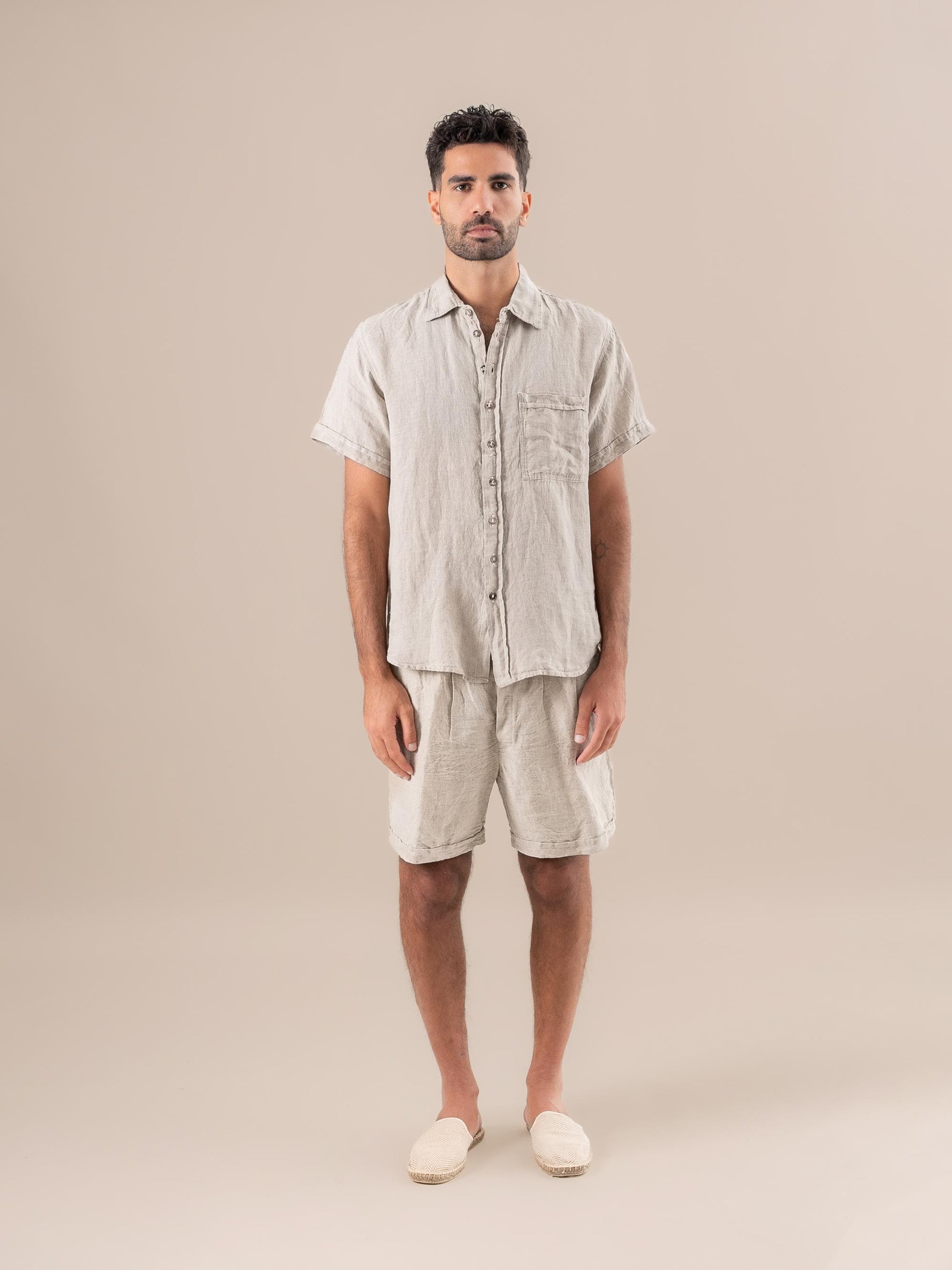 Camicia Peppe Battista Naturale CAMICIA PEPPE m/m collo battista 12 Bottega Di Brunella 