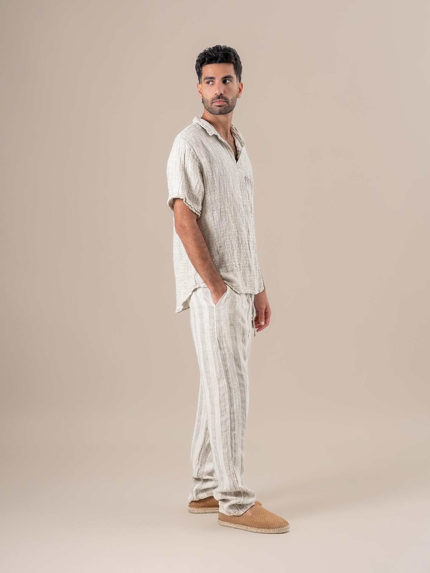 Pantalone Amalfi Riga Jeep Naturale PANTALONE AMALFI riga jeep 12 Bottega Di Brunella 