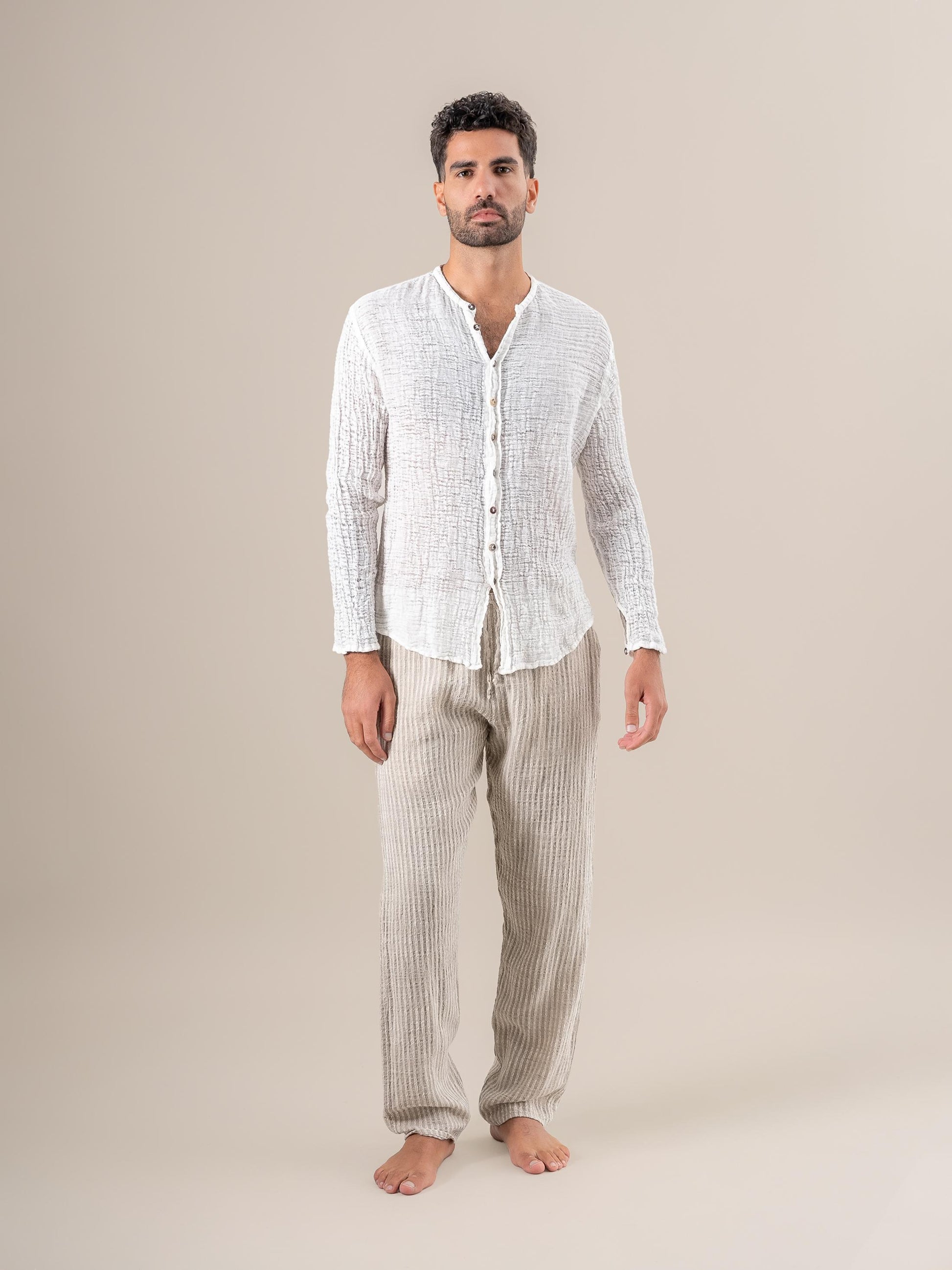 Pantaloni Amalfi Tela Uffizi Naturale PANTALONE AMALFI tela uffizi 12 Bottega Di Brunella 