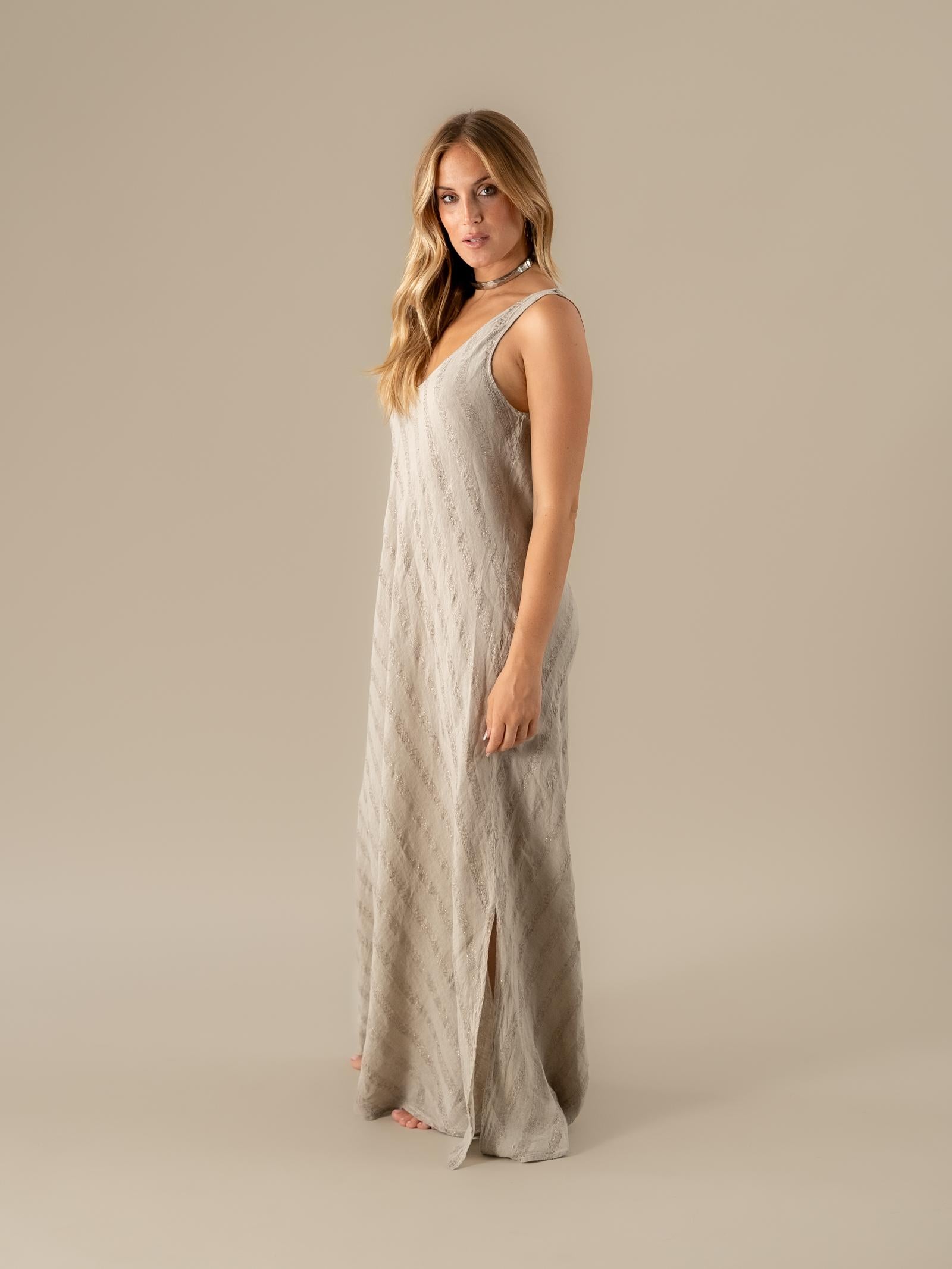 Vestito Trapezio Riga Luxor Naturale VESTITO TRAPEZIO riga luxor 12 Bottega Di Brunella 