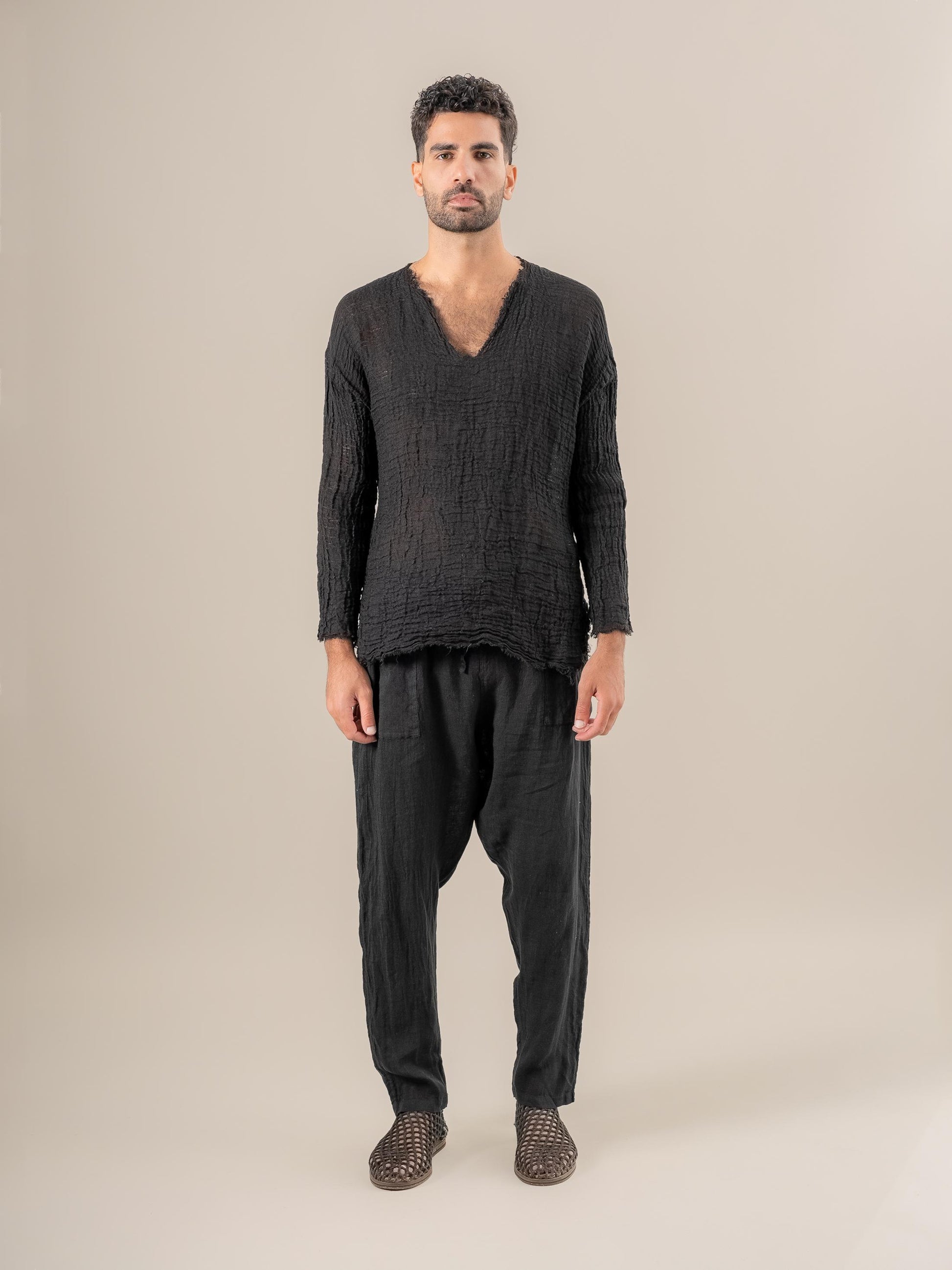Camicia Sandokan Garzata Nero CAMICIA SANDOKAN garzata 0 Bottega Di Brunella 