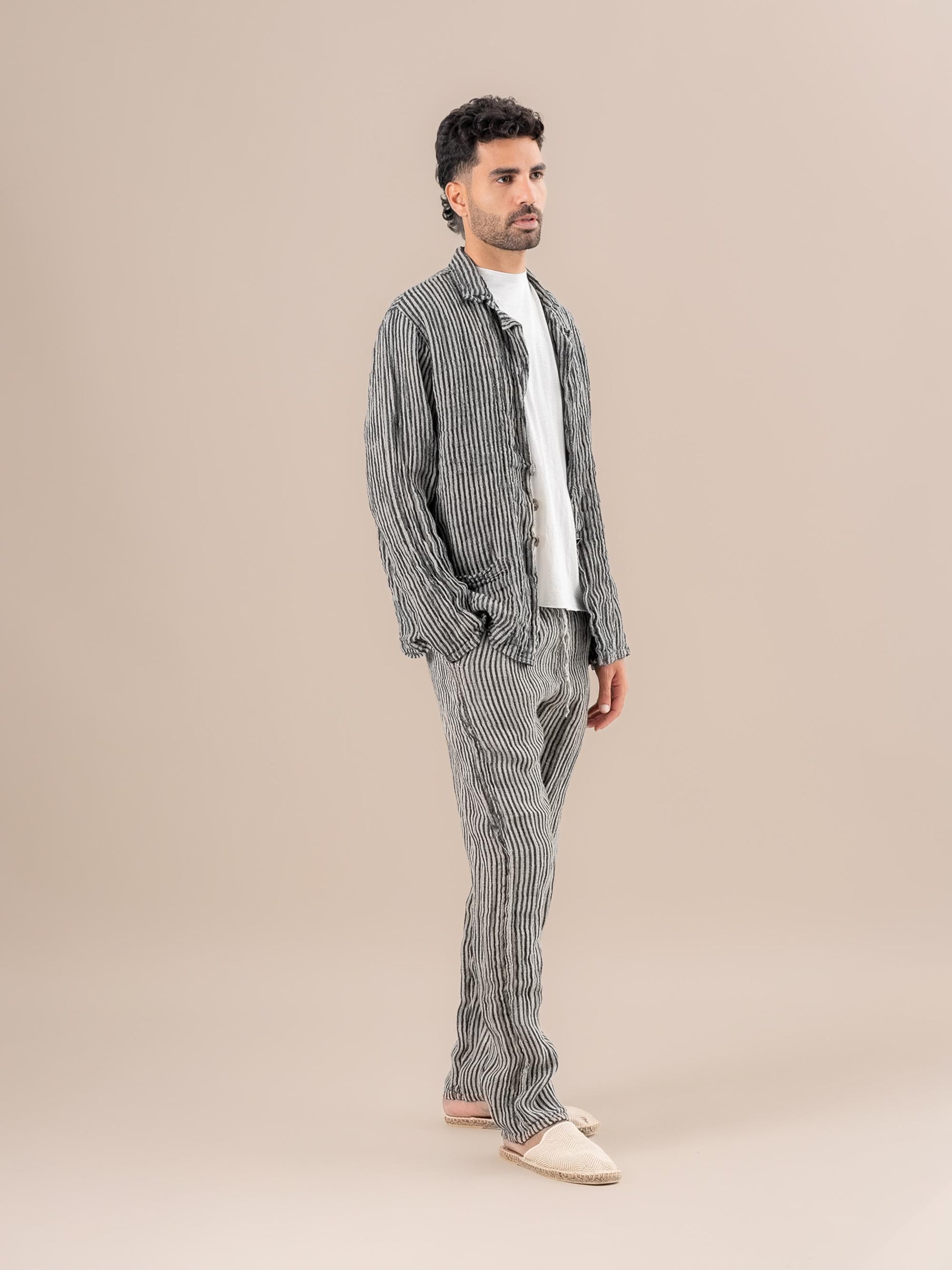 Pantaloni Amalfi Riga Valentina Naturale PANTALONE AMALFI riga valentina 12 Bottega Di Brunella 
