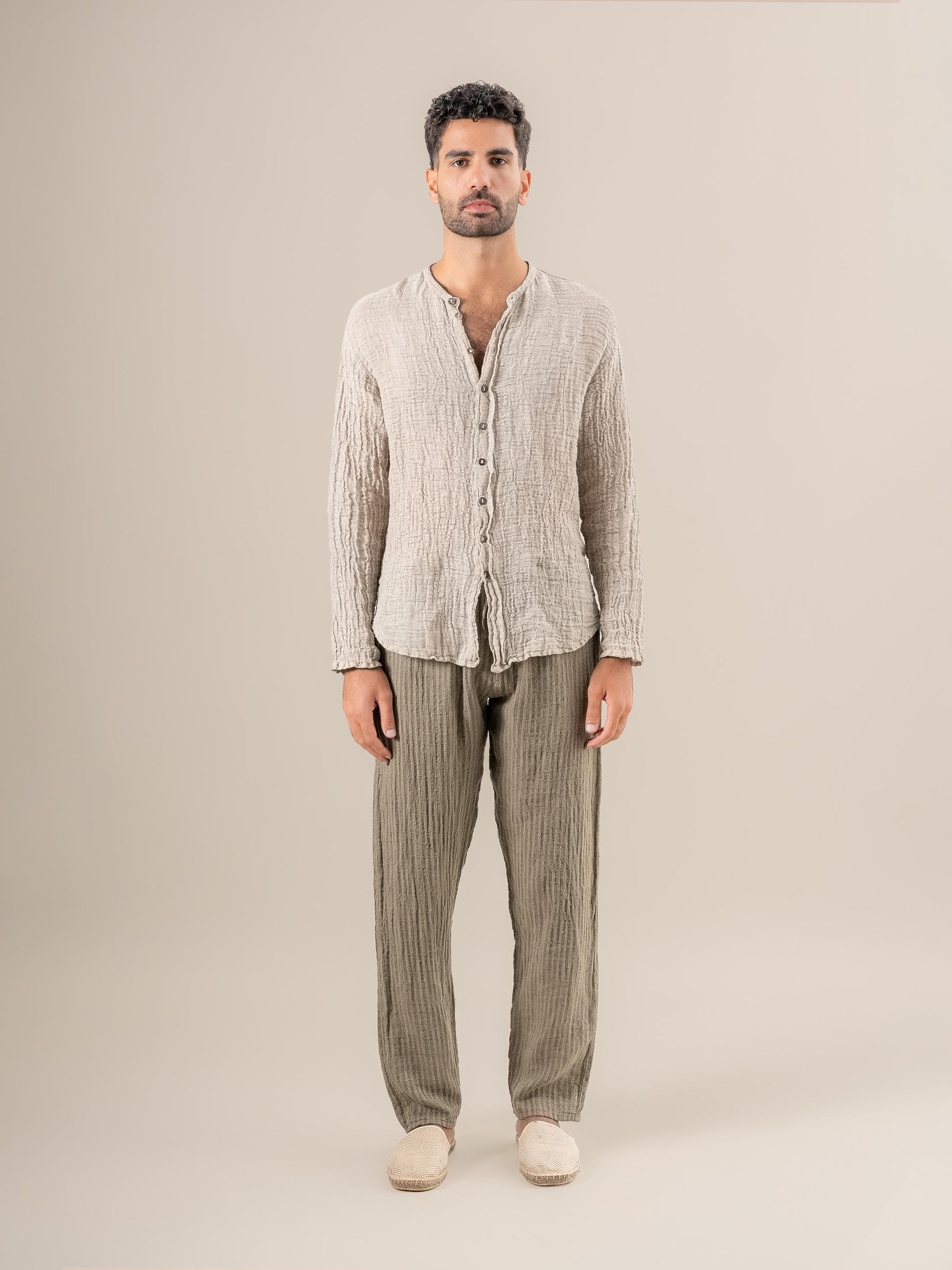 Pantaloni Amalfi Tela Uffizi Fossile PANTALONE AMALFI tela uffizi 284 Bottega Di Brunella 