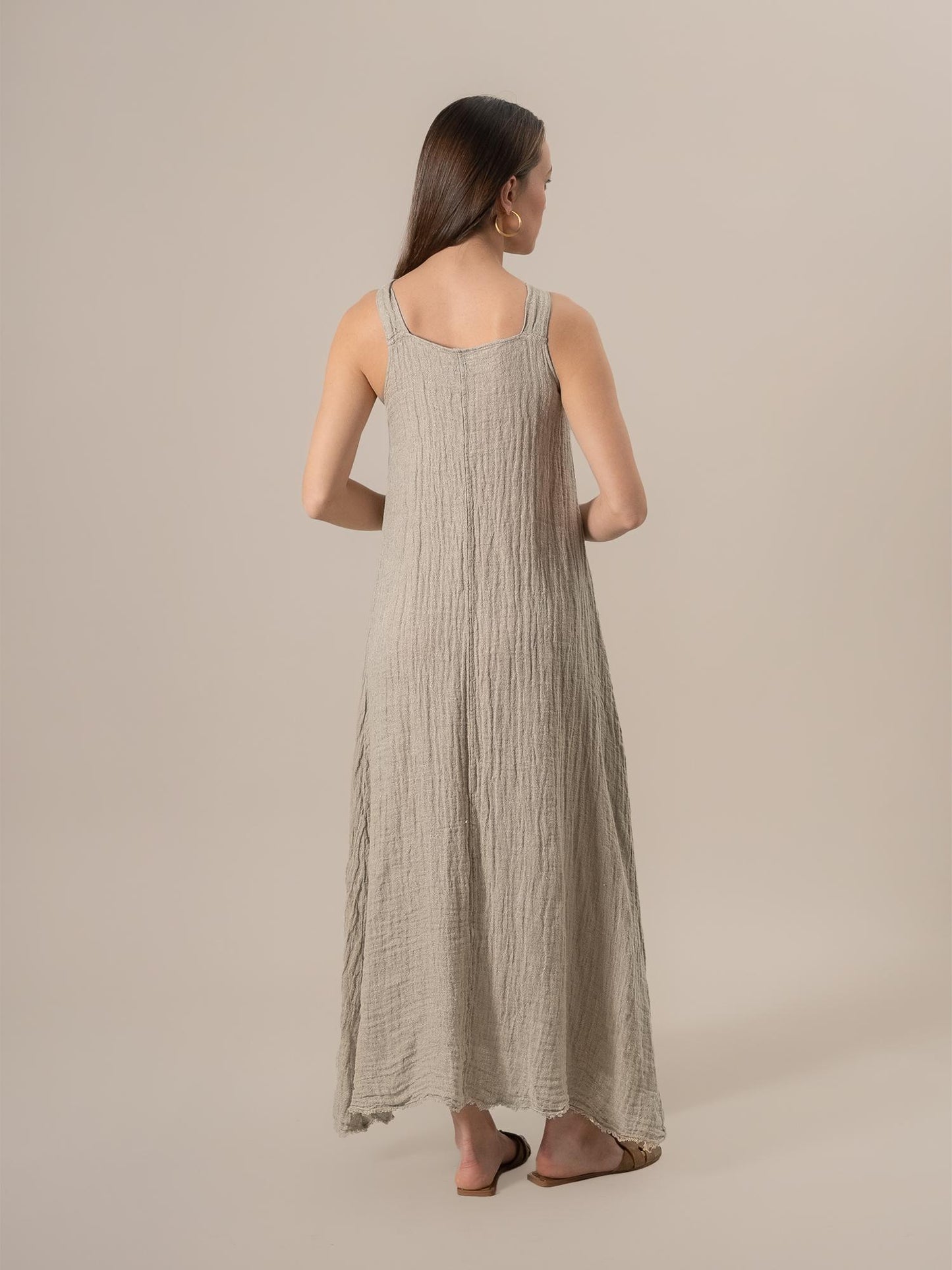 Vestito Maxi Timo Increspato Naturale VESTITO MX TIMO increspato 12 Bottega Di Brunella 